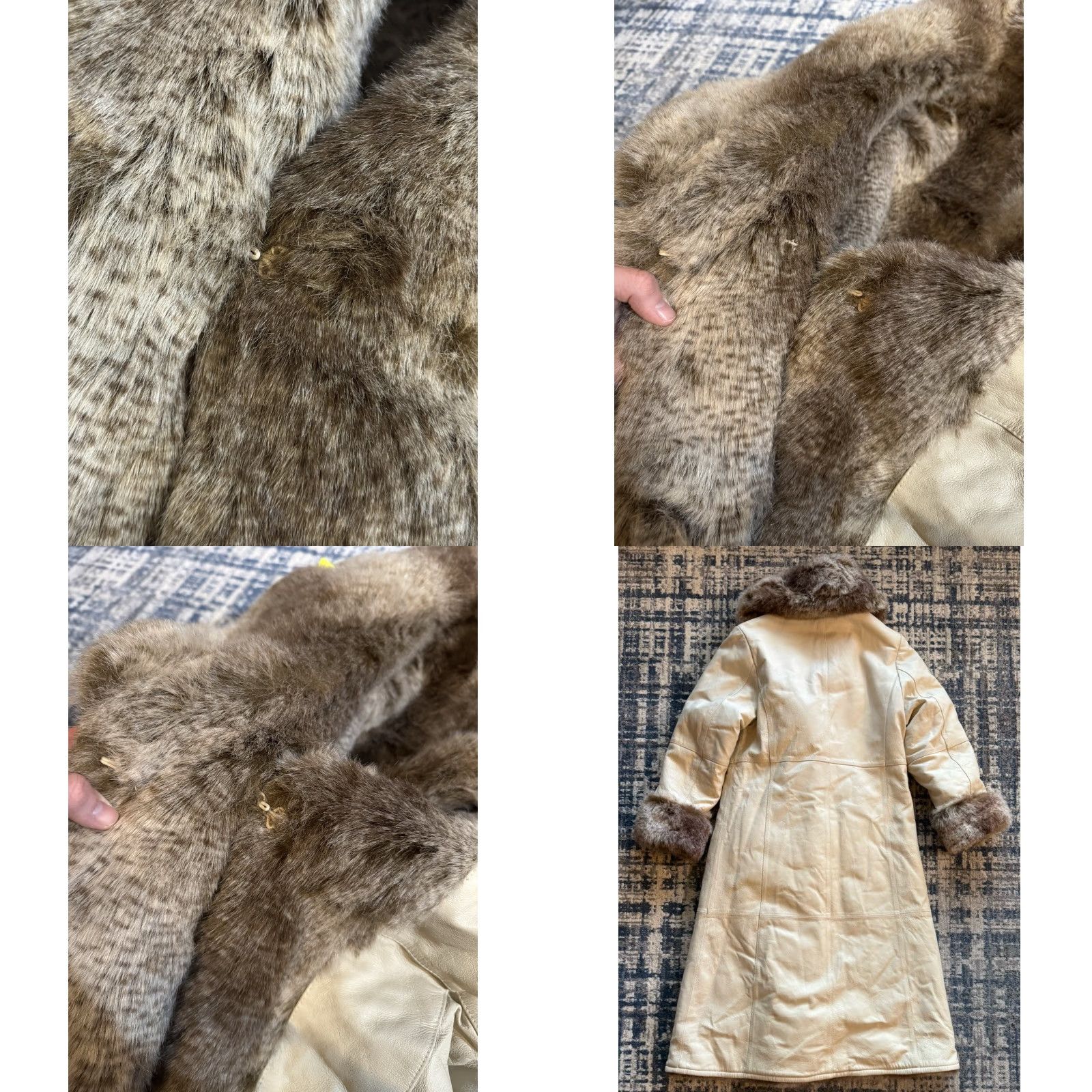 Vintage VINTAGE Excelled Collection Leather Afghan Coat Women's Sz S Ivory Fur Trim 90s Hippie Retro BOHO Long Coat with Pockets Leather Size S / US 4 / IT 40 - 8 Thumbnail