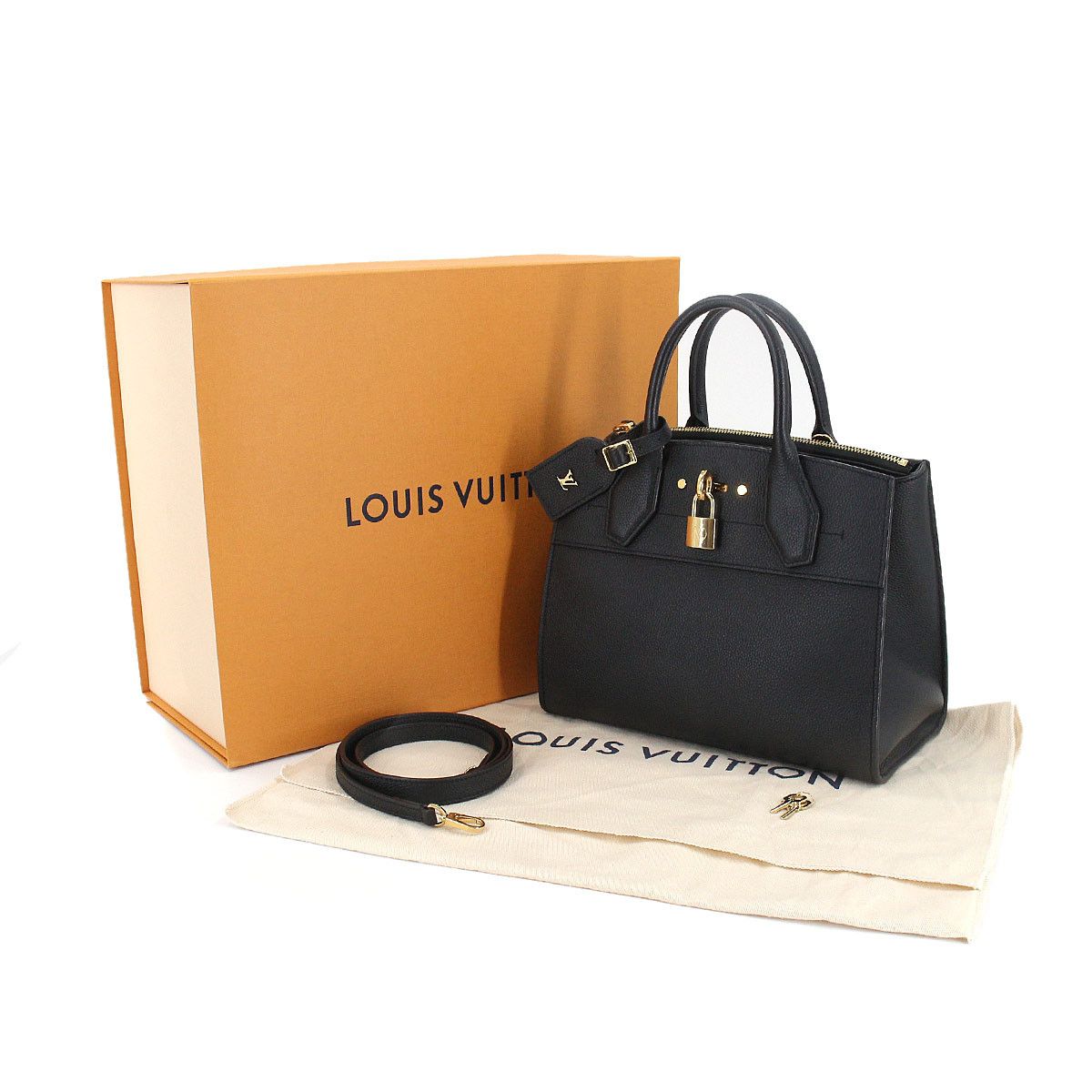 Louis Vuitton City Steamer PM Shoulder Bag Leather Noir