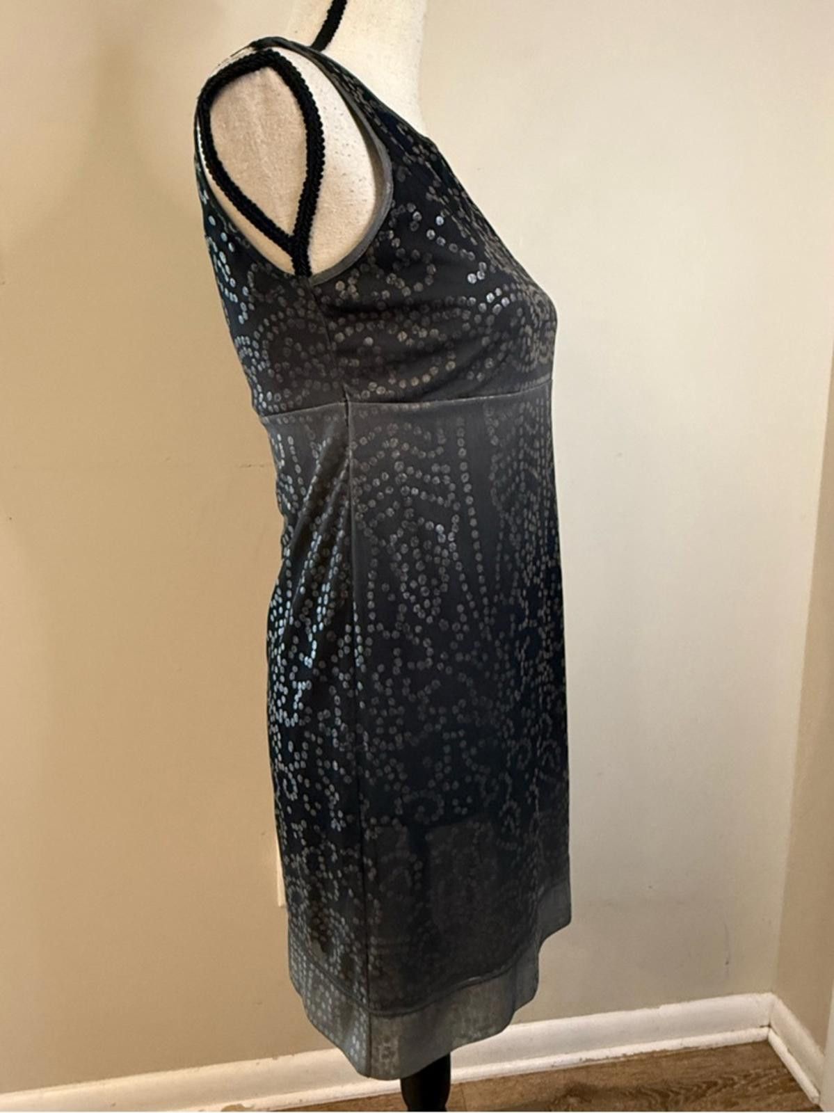 Other BCBG black gray sleeveless midi dress silver polka dots SZ 2 Size XS / US 0-2 / IT 36-38 - 2 Thumbnail