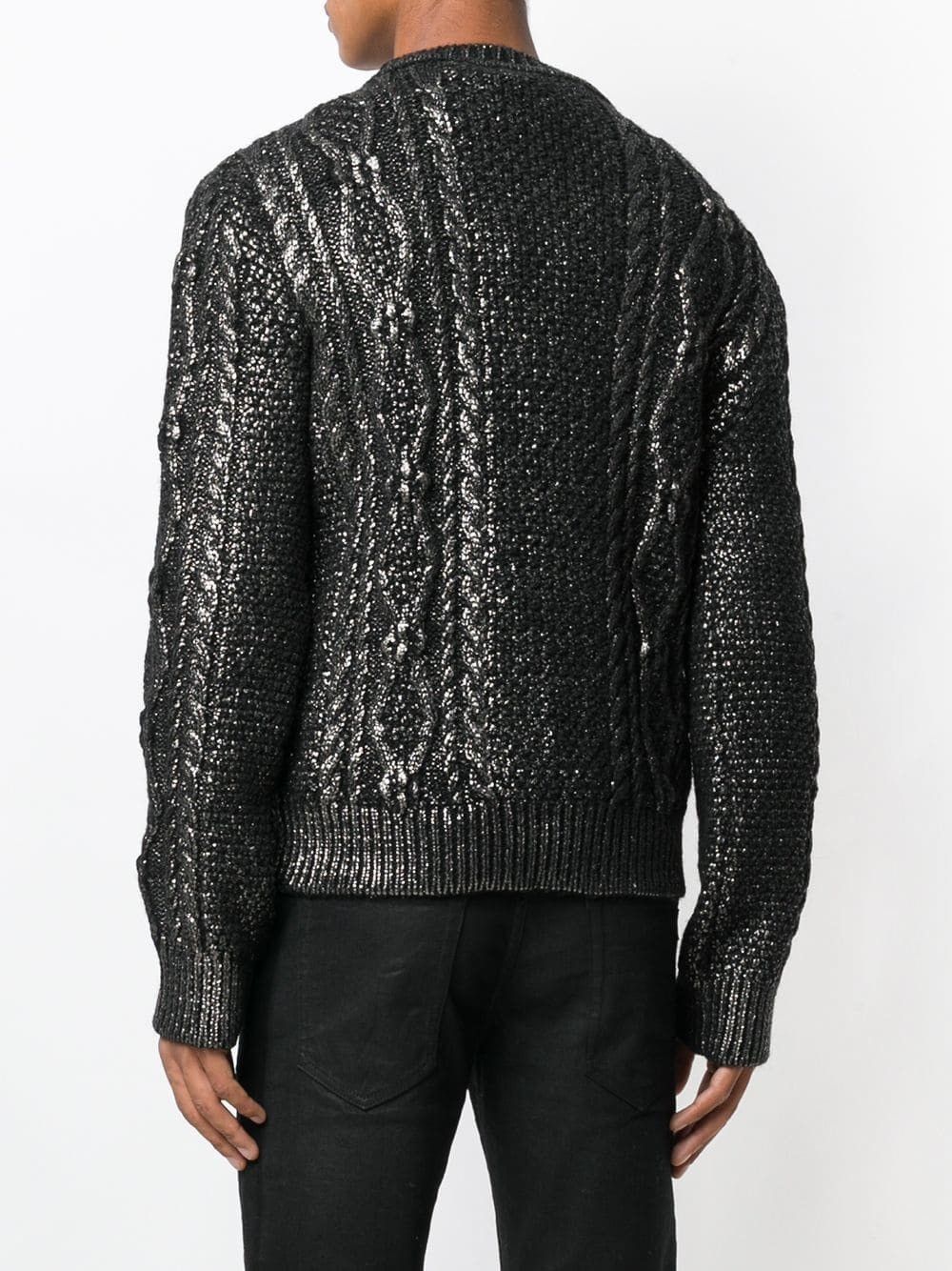 Saint Laurent Paris FW2018 Silver Glazed Heavyweight Cable Turtleneck Knit Size US XS / EU 42 / 0 - 4 Thumbnail