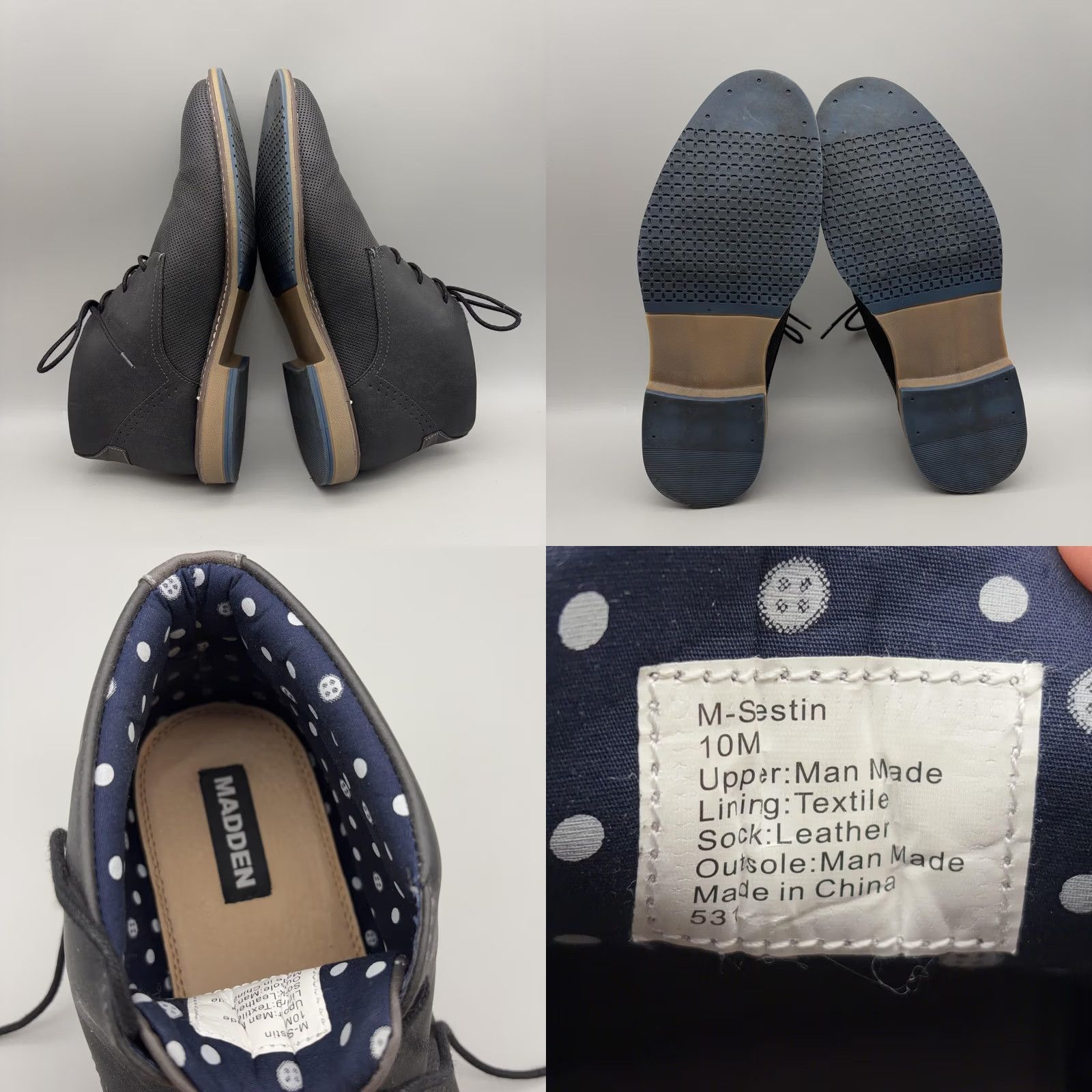 Vintage Madden Boots Mens 10 Black Chukka Ankle Lace Up Dress Casual M-Sestin Size US 10 / EU 43 - 8 Thumbnail
