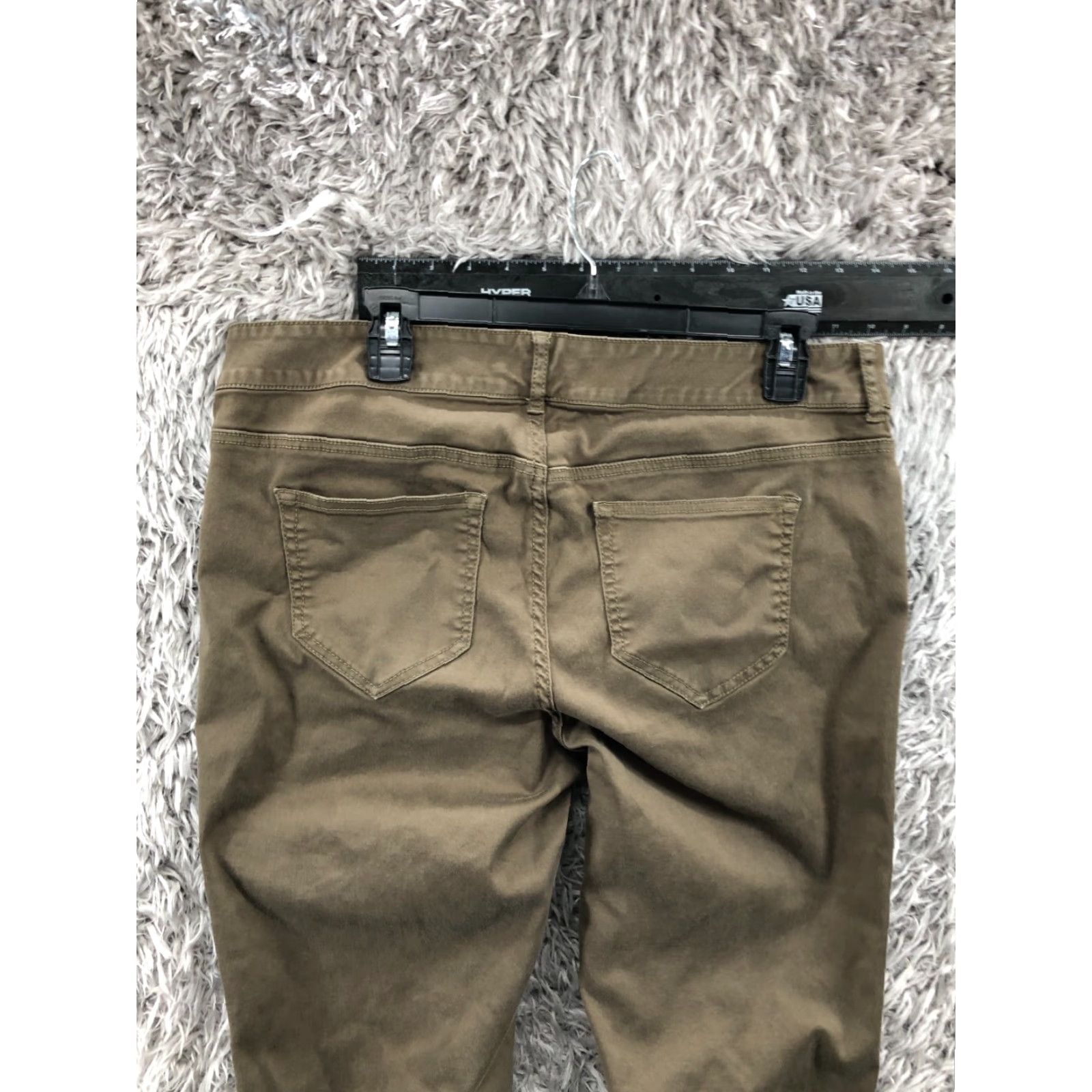 Vintage Maurices Skinny Pants Size 16 Short Womens Beige Green Knit Stretch Pockets Flat Front Regular Ankle Mid Rise Size 38" / US 16 / IT 52 - 6 Thumbnail