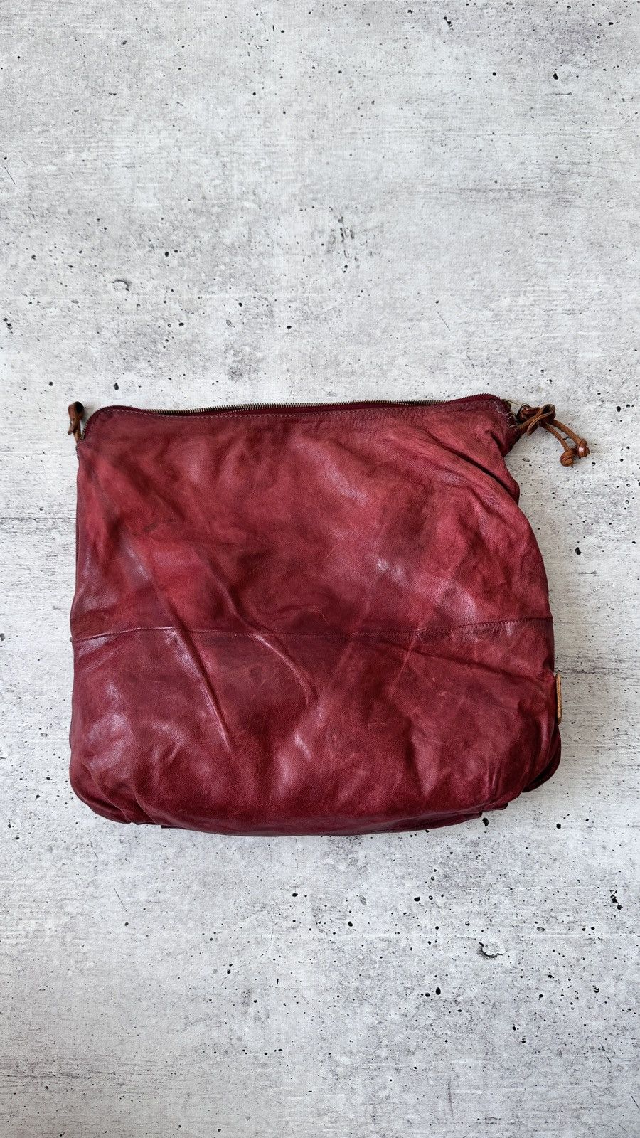 A.S.98 AS98 Leather Hobo Bag Foldover Large Slouchy Tote Oxblood Size ONE SIZE - 9 Thumbnail