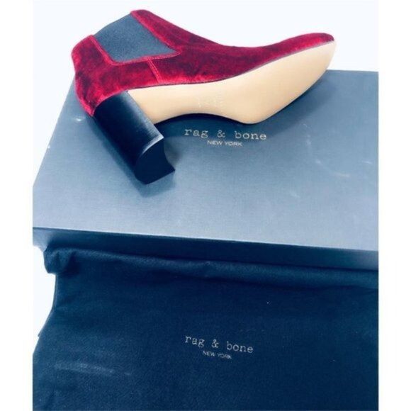 Rag & Bone Rag & Bone Womens Red Velvet Pull On Chelsea Block Heeled An Size US 7 / IT 37 - 4 Thumbnail