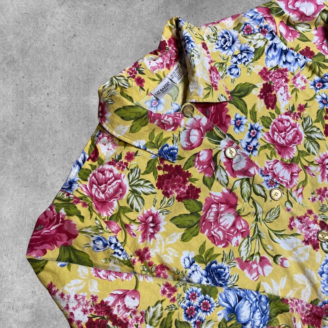 Yellow Floral Button Up Jacket