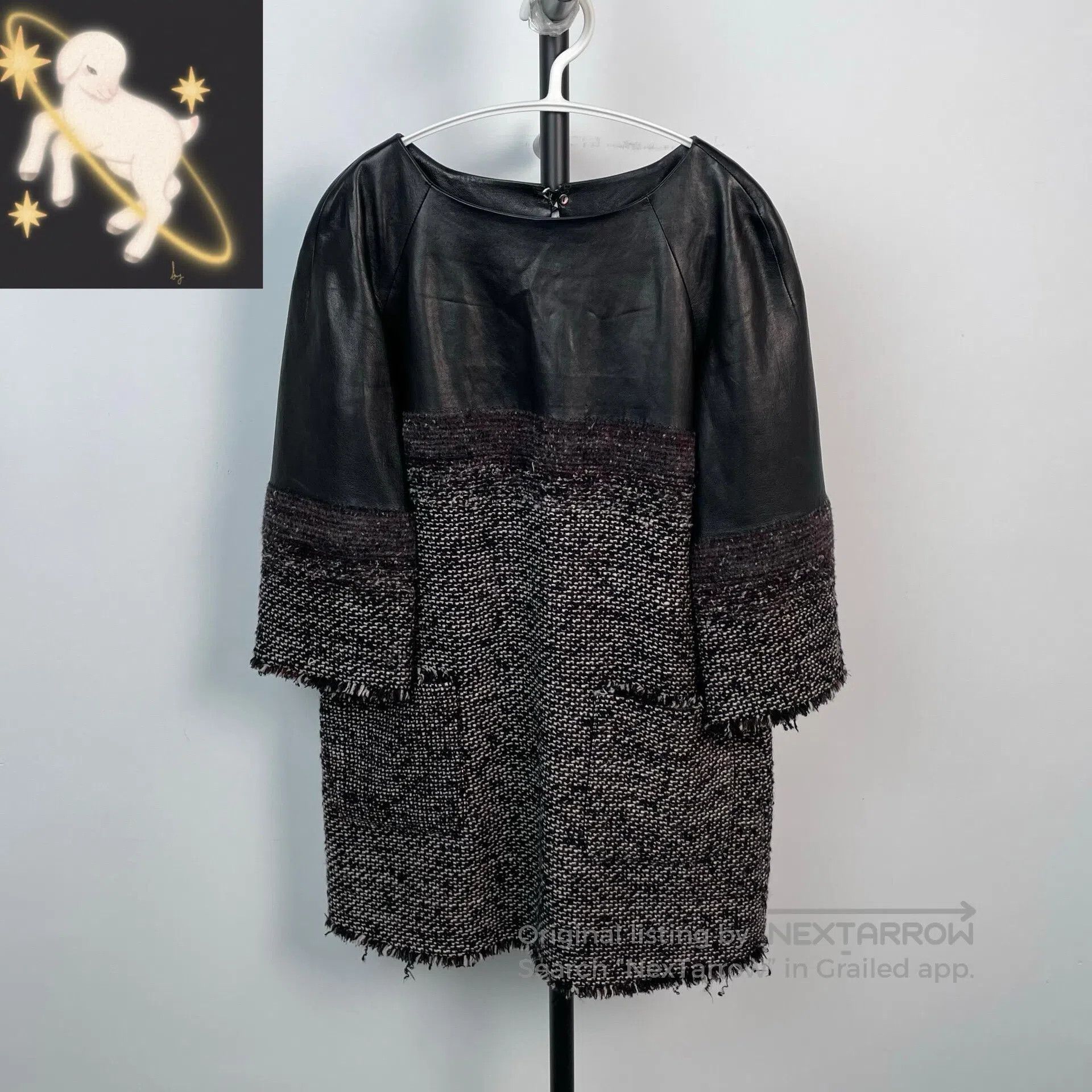 Chanel Chanel Black Sheepskin Mixed Weave Tweed Skirt| Size XS / US 0-2 / IT 36-38 - 1 Thumbnail