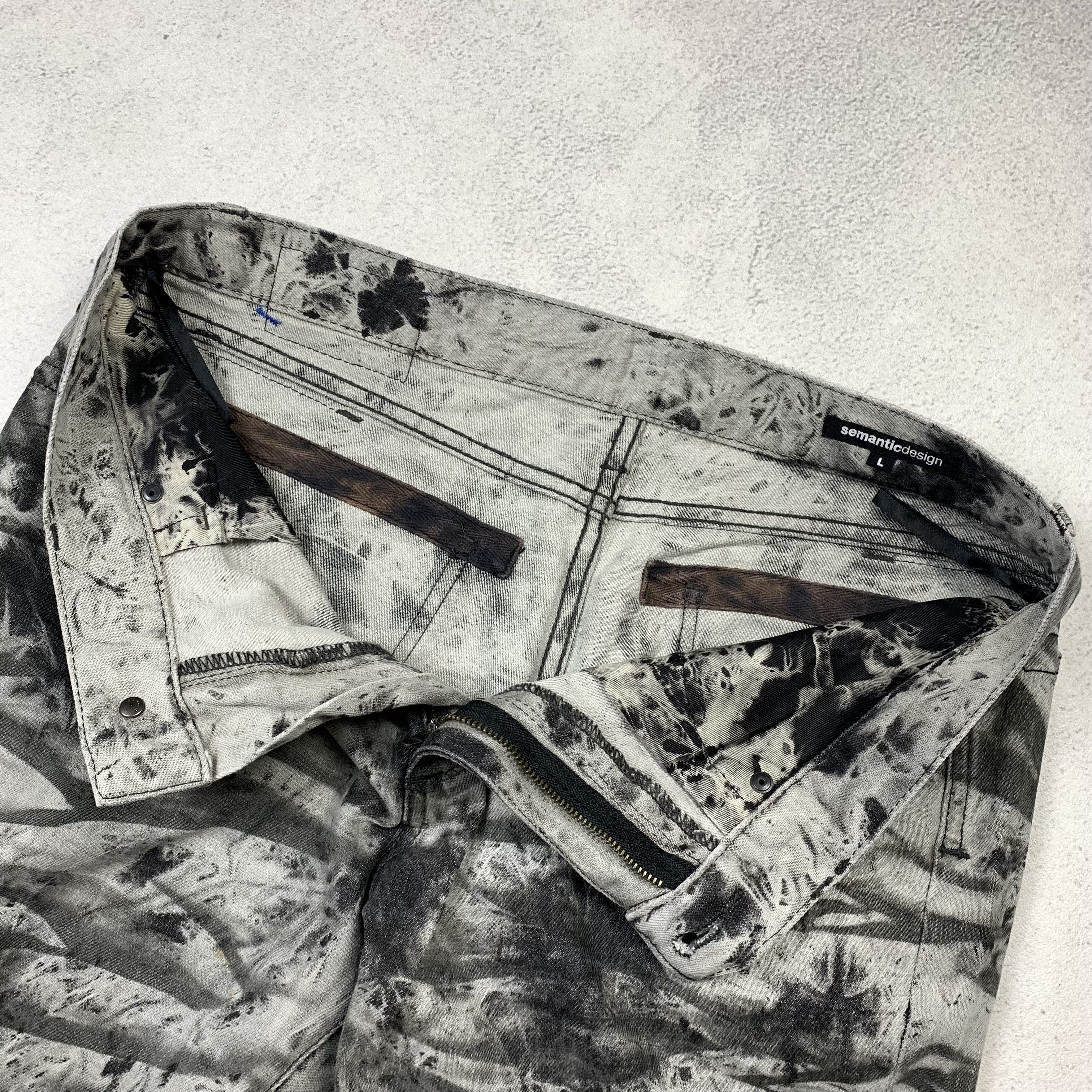 Japanese Brand Semantic Design Acid Washed Bleach Pants Paint Splatter Size US 33 - 6 Thumbnail