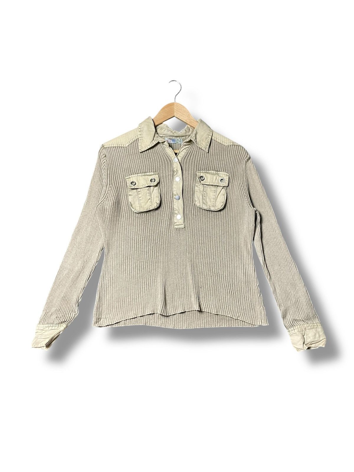 Designer × Japanese Brand × Vintage Japanese Brand Collared Ribbed Shirts (43) Size M / US 6-8 / IT 42-44 - 1 Thumbnail