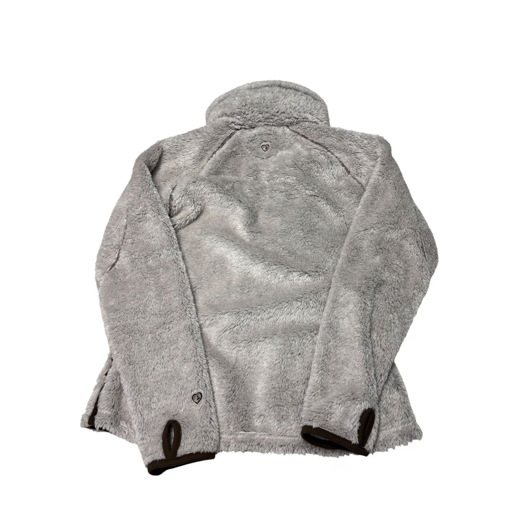 Vintage Kuhl Flight Jacket Womens Medium Grey High Pile Fleece Full Zip Stowaway Hood Size M / US 6-8 / IT 42-44 - 5 Thumbnail