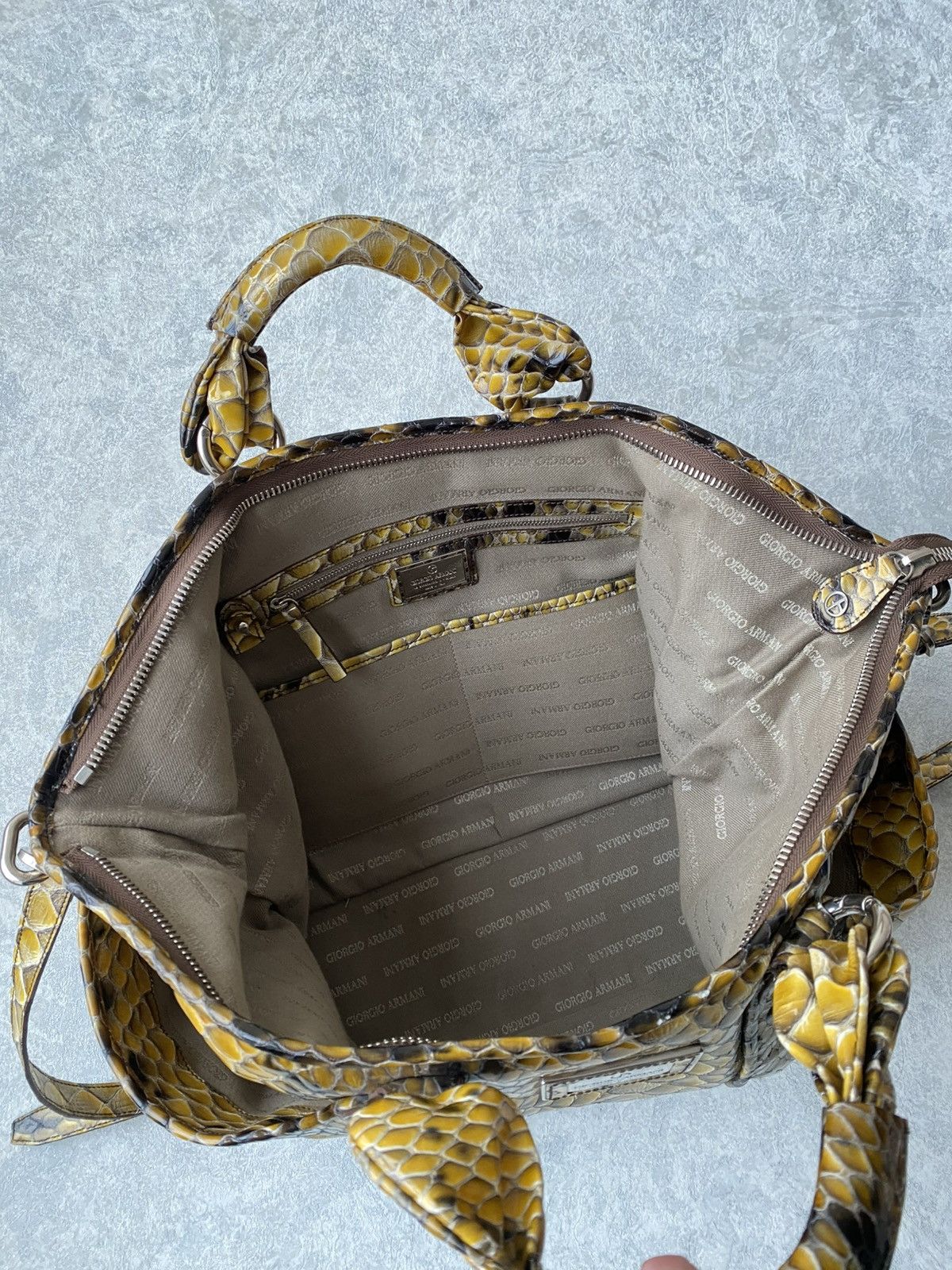 Giorgio Armani Giorgio Armani Python Style Calfskin Shoulder Travel Bag Size ONE SIZE - 9 Thumbnail