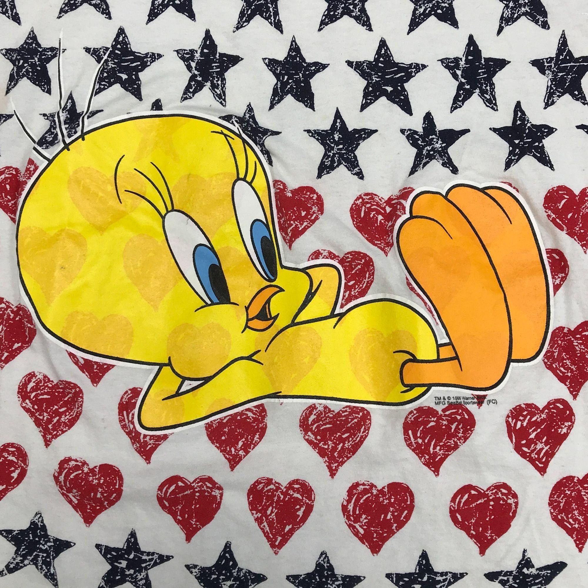Vintage Vintage 1995 Looney Tunes Tweety All Over Print White Tee Size US XXL / EU 58 / 5 - 2 Thumbnail