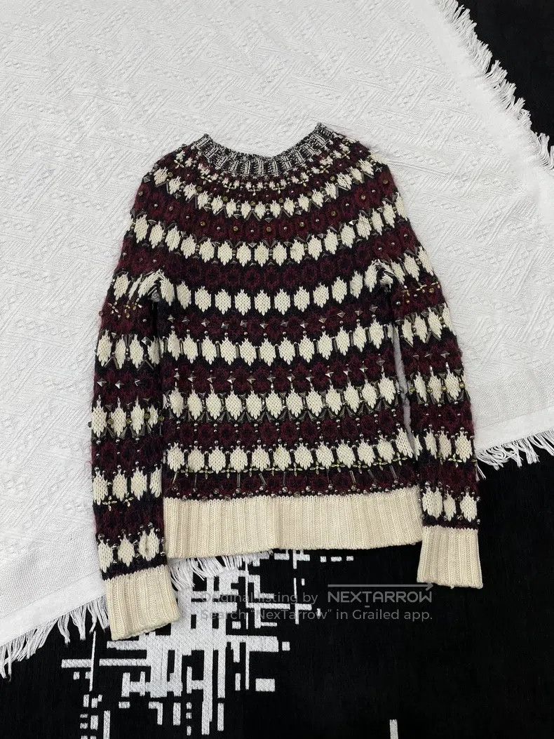 Gucci Gucci Red, white and black studded woollen horsehair sweat Size US XS / EU 42 / 0 - 1 Thumbnail