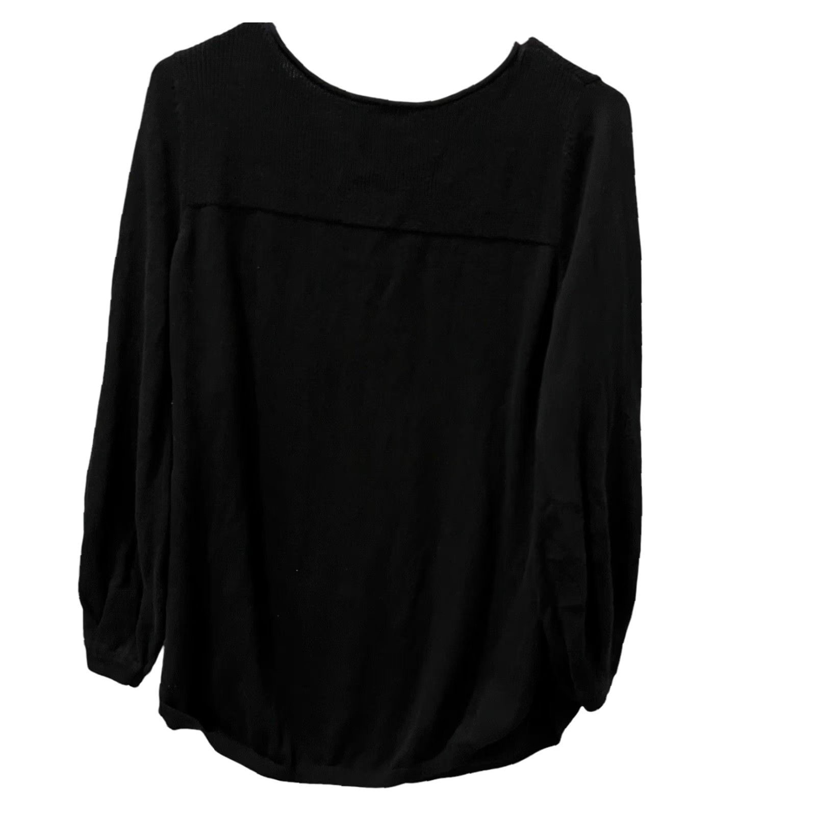 Vintage Caslon Women’s Sweater Pullover Size M Black Casual Long Sleeve Scoop Neck Cotton Nylon Viscose Regular - Womens Size M / US 6-8 / IT 42-44 - 2 Thumbnail