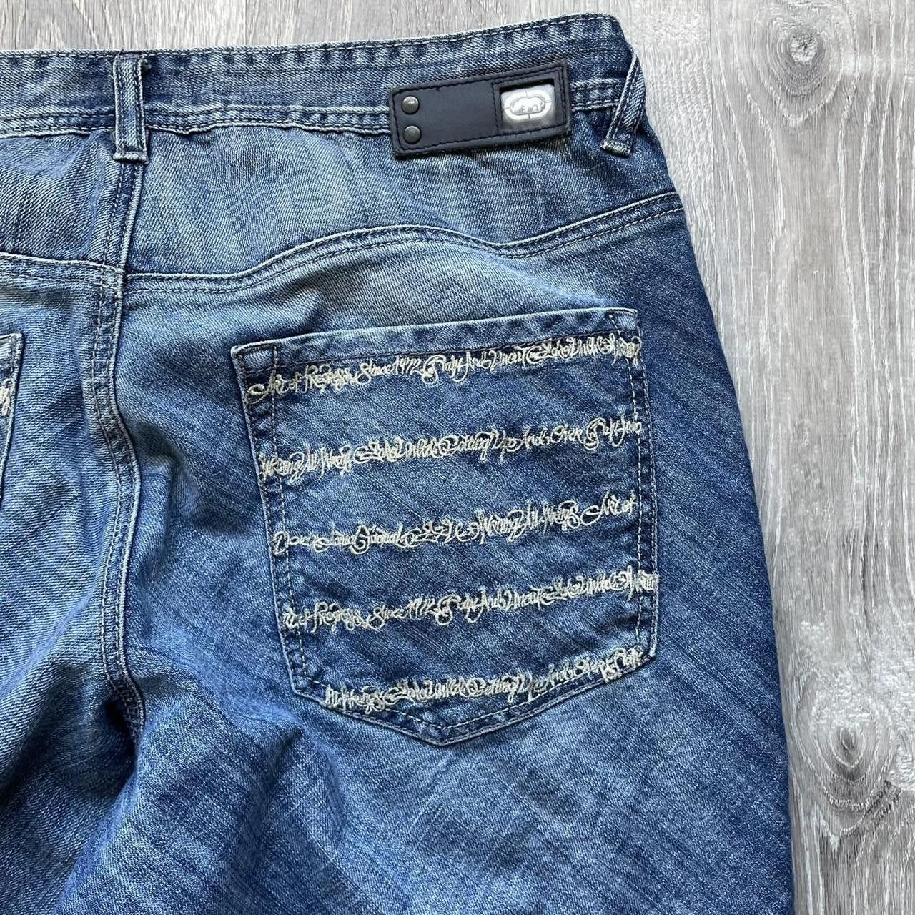Ecko Unltd. × Vintage Vintage Y2K ECKO UNLTD Baggy Wide Leg Embroidered Blue Jeans Size US 36 / EU 52 - 2 Thumbnail