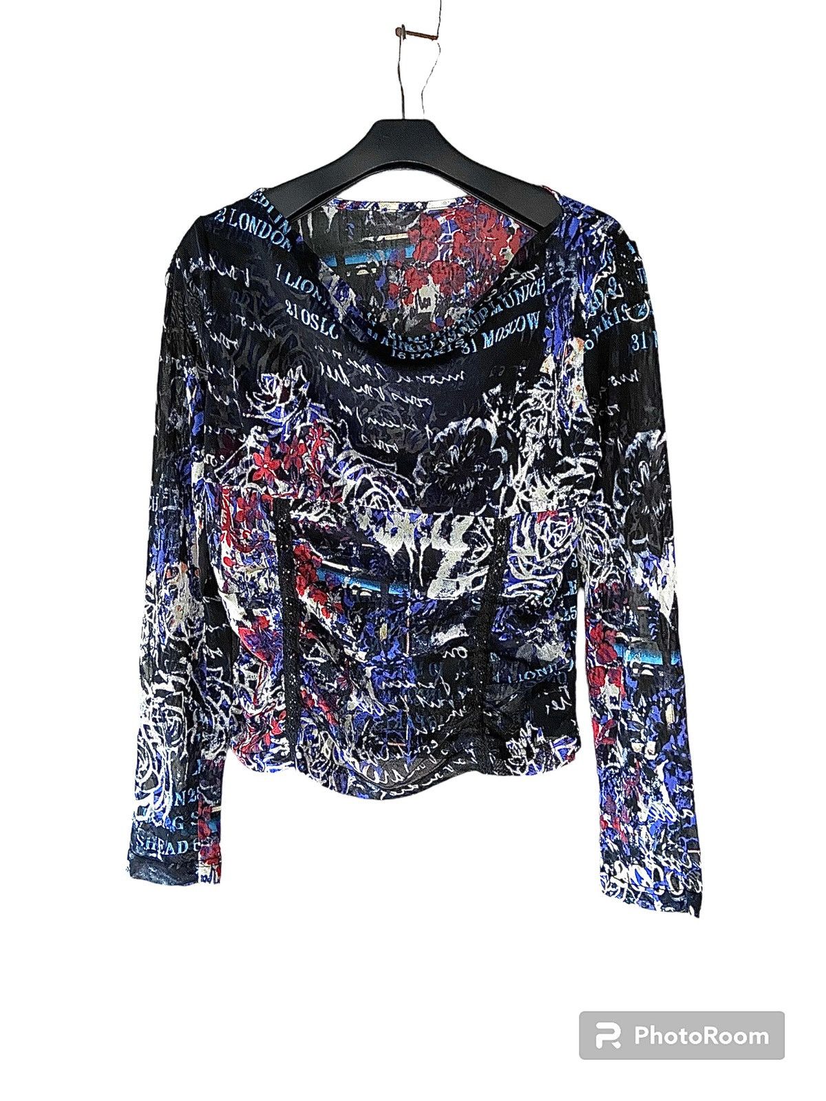 image of 14Th Addiction x Hysteric Glamour Japanese Mesh Top Art Printed in Black, Men's (Size XS)