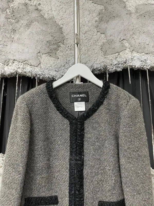 Chanel Chanel Gray Cotton Women's Jacket . Size XXS / US 00 / IT 34 - 3 Thumbnail