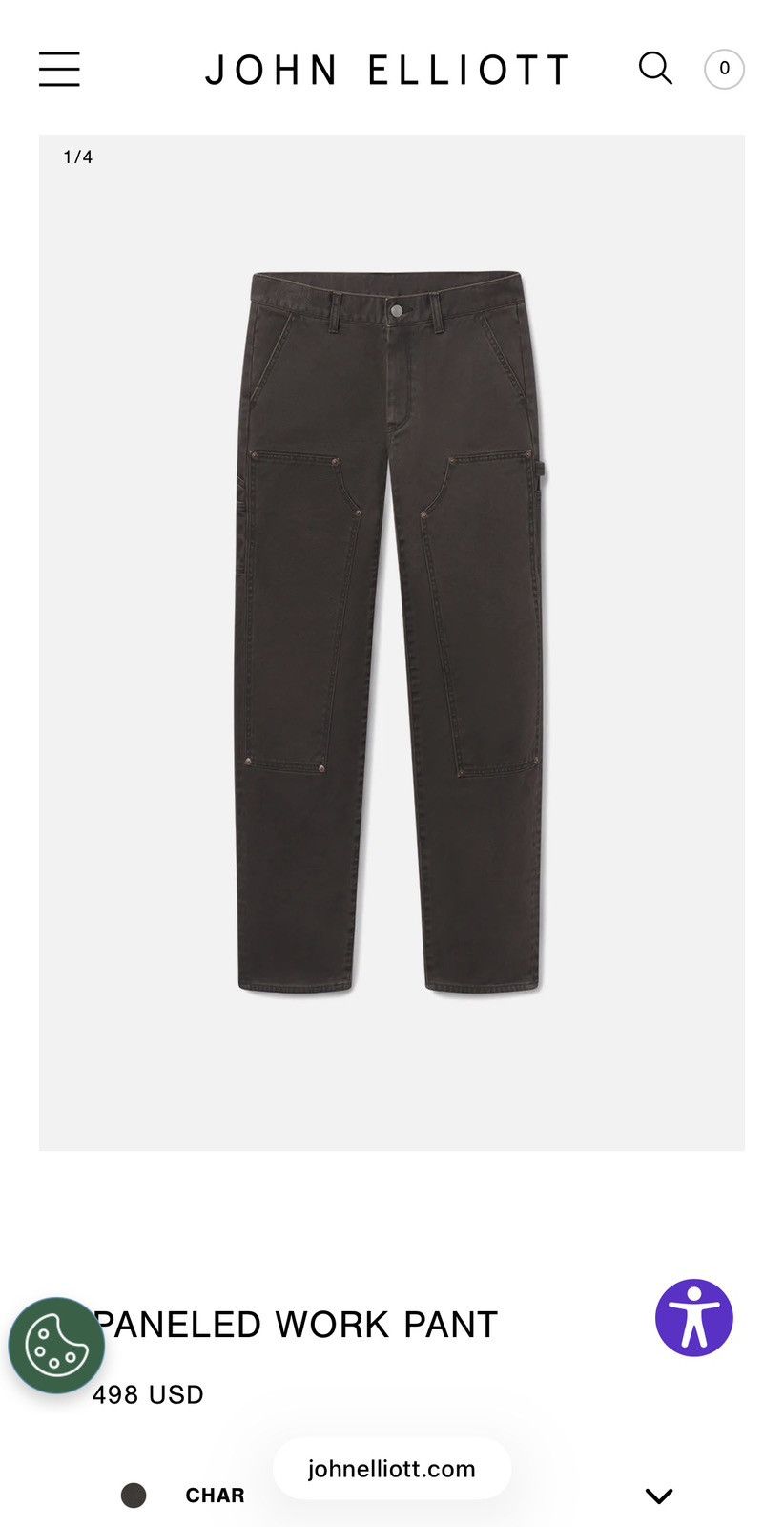 John Elliott John Elliott Paneled Work Pant In Char Size US 34 / EU 50 - 1 Thumbnail