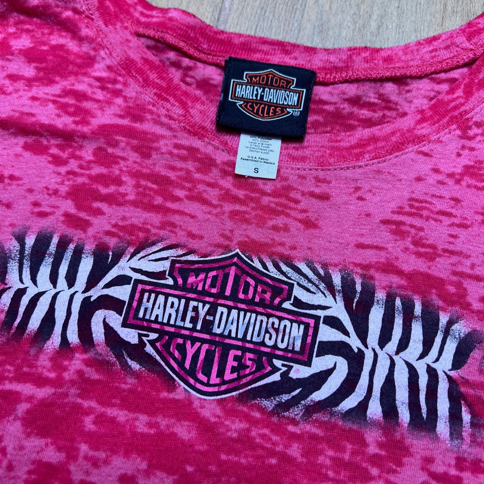 Harley Davidson Vintage Harley-Davidson pink burnout USA Women Sz Small Y2K Size S / US 4 / IT 40 - 3 Thumbnail
