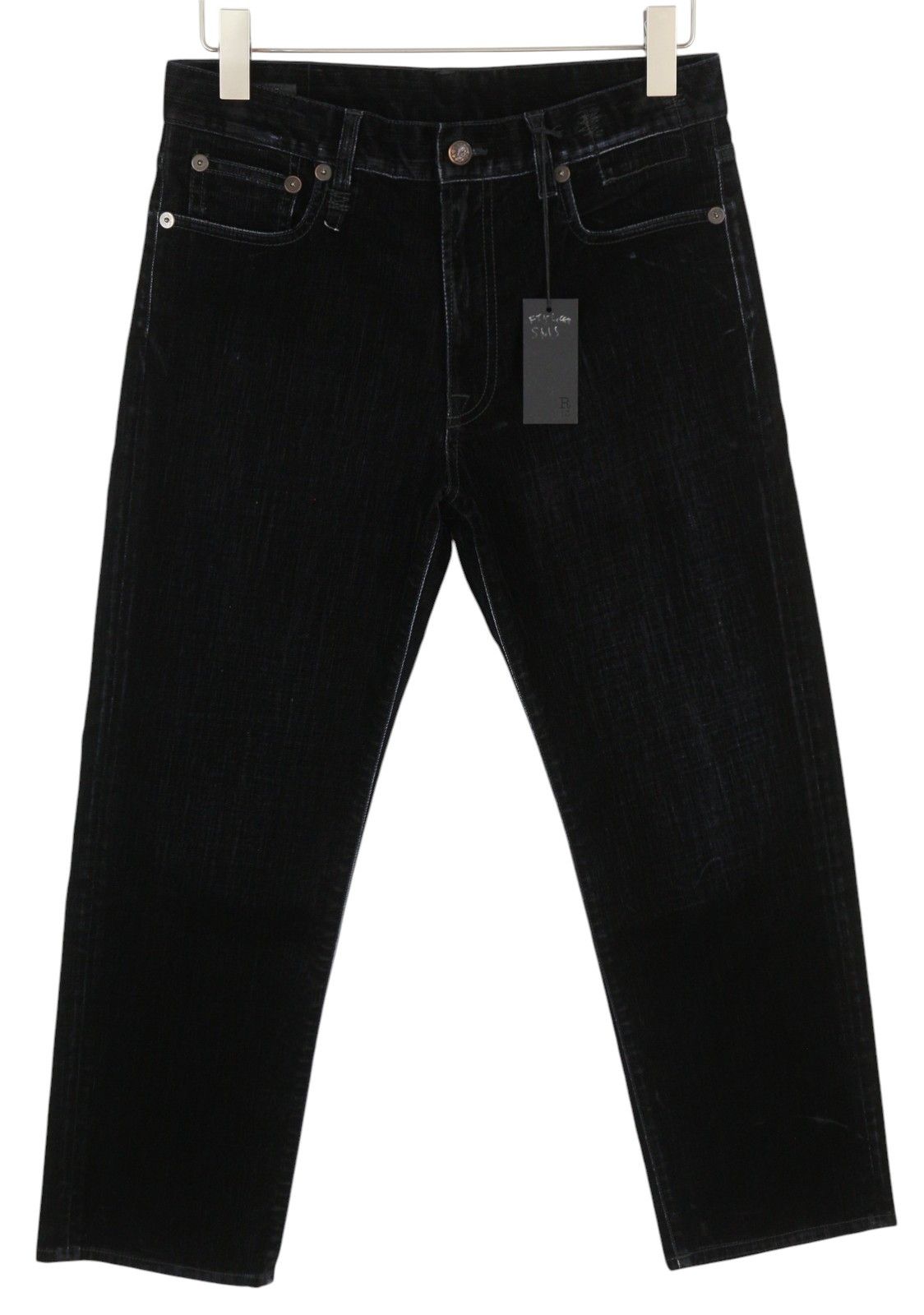 R13 ROMEO 28 Flocked Black Velvet Cropped Low Rise Logo 86248 Size 28" / US 6 / IT 42 - 3 Thumbnail