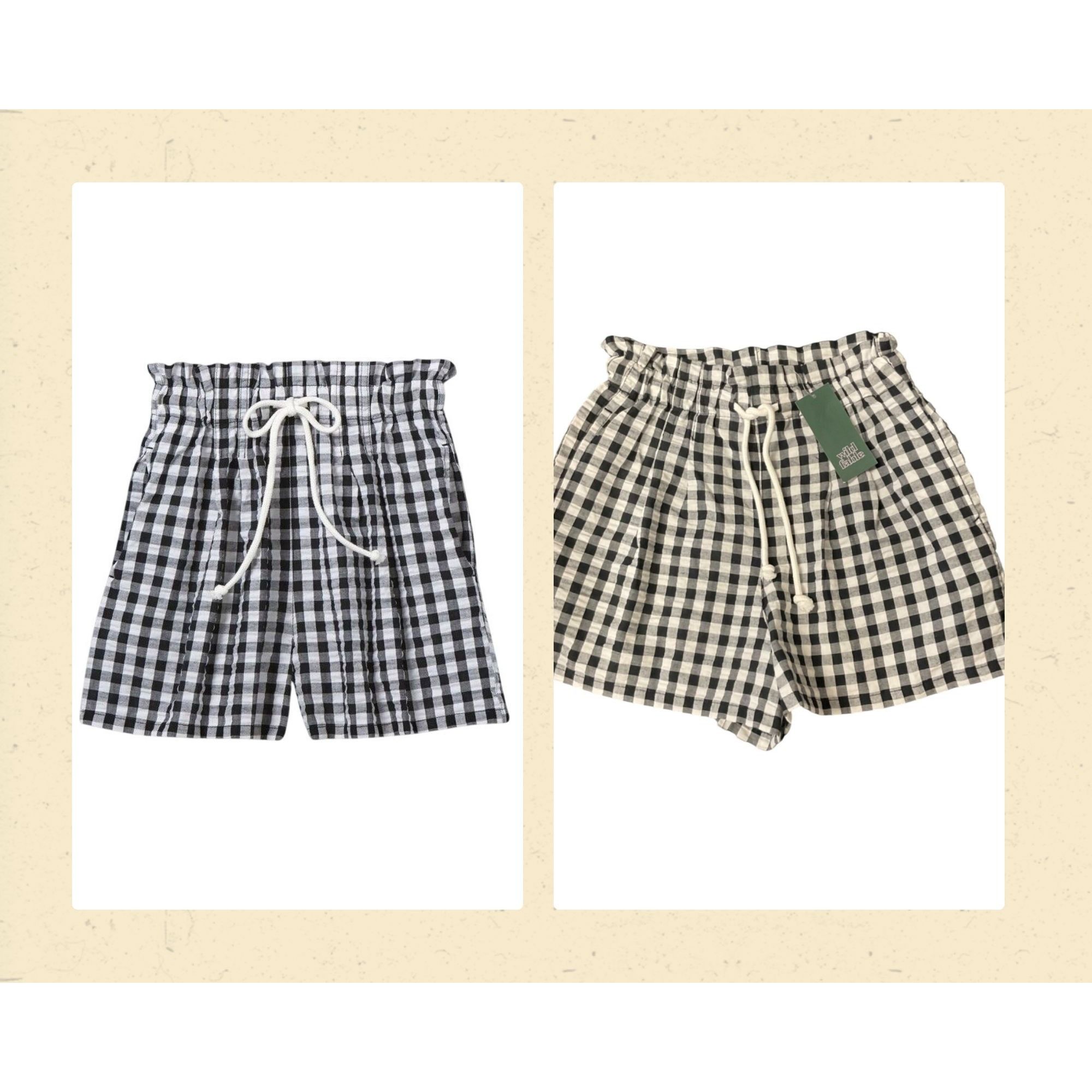Other Women's Gingham High-Rise Drawstring Paperbag Shorts - Wild Size ONE SIZE - 1 Thumbnail
