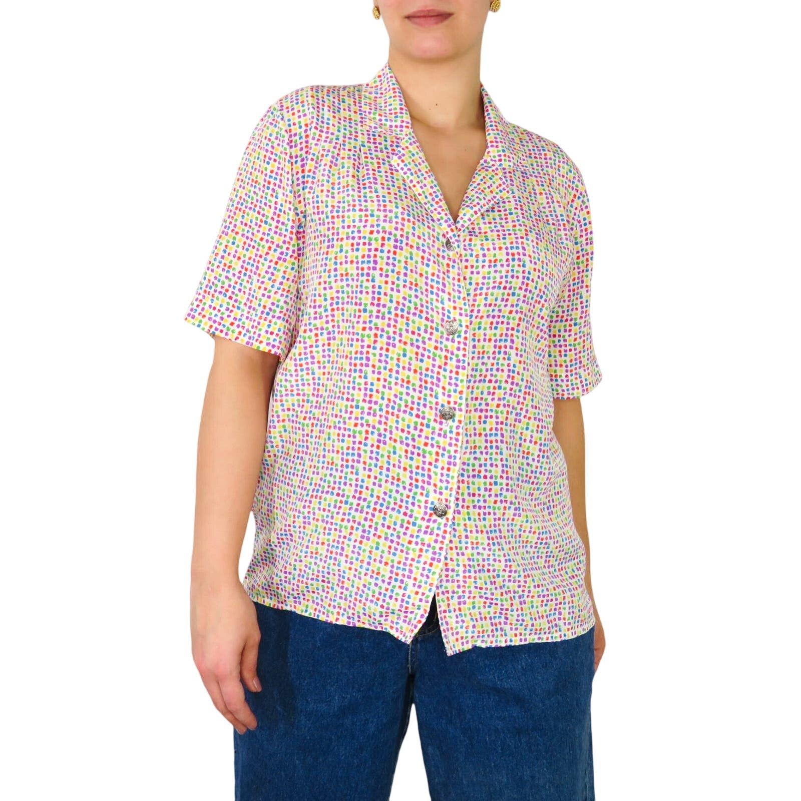 Vintage 80s Vintage Rainbow Button Down Collared Blouse Medium Size M / US 6-8 / IT 42-44 - 5 Thumbnail