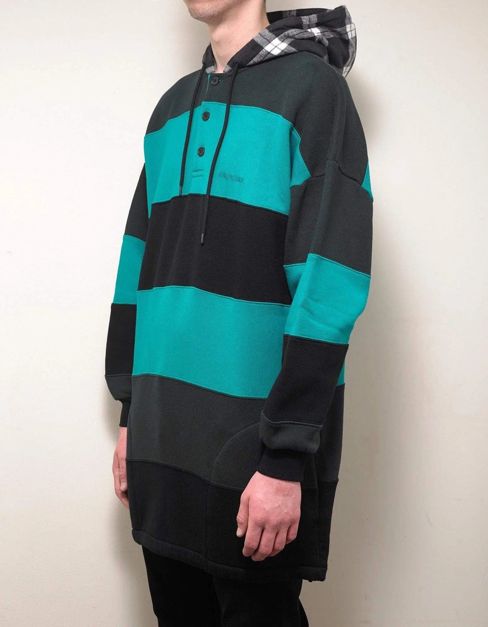 Balenciaga Balenciaga Green & Black Stripe Oversized Hoodie - SS19 Size US M / EU 48-50 / 2 - 3 Thumbnail