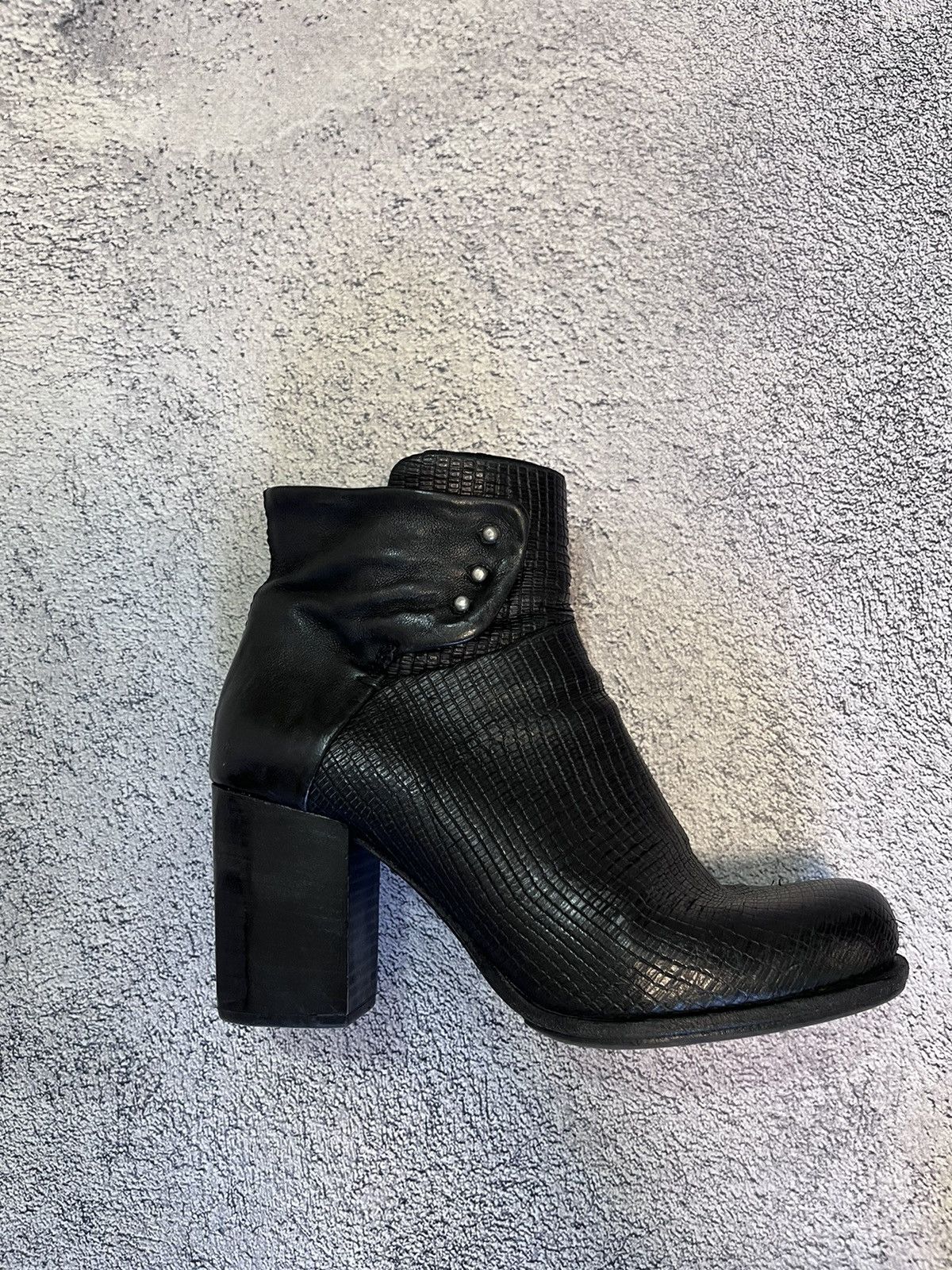 A.S.98 AS.98 Black Textured Leather Block Heel Boots Size 40 Size US 10 / IT 40 - 2 Thumbnail
