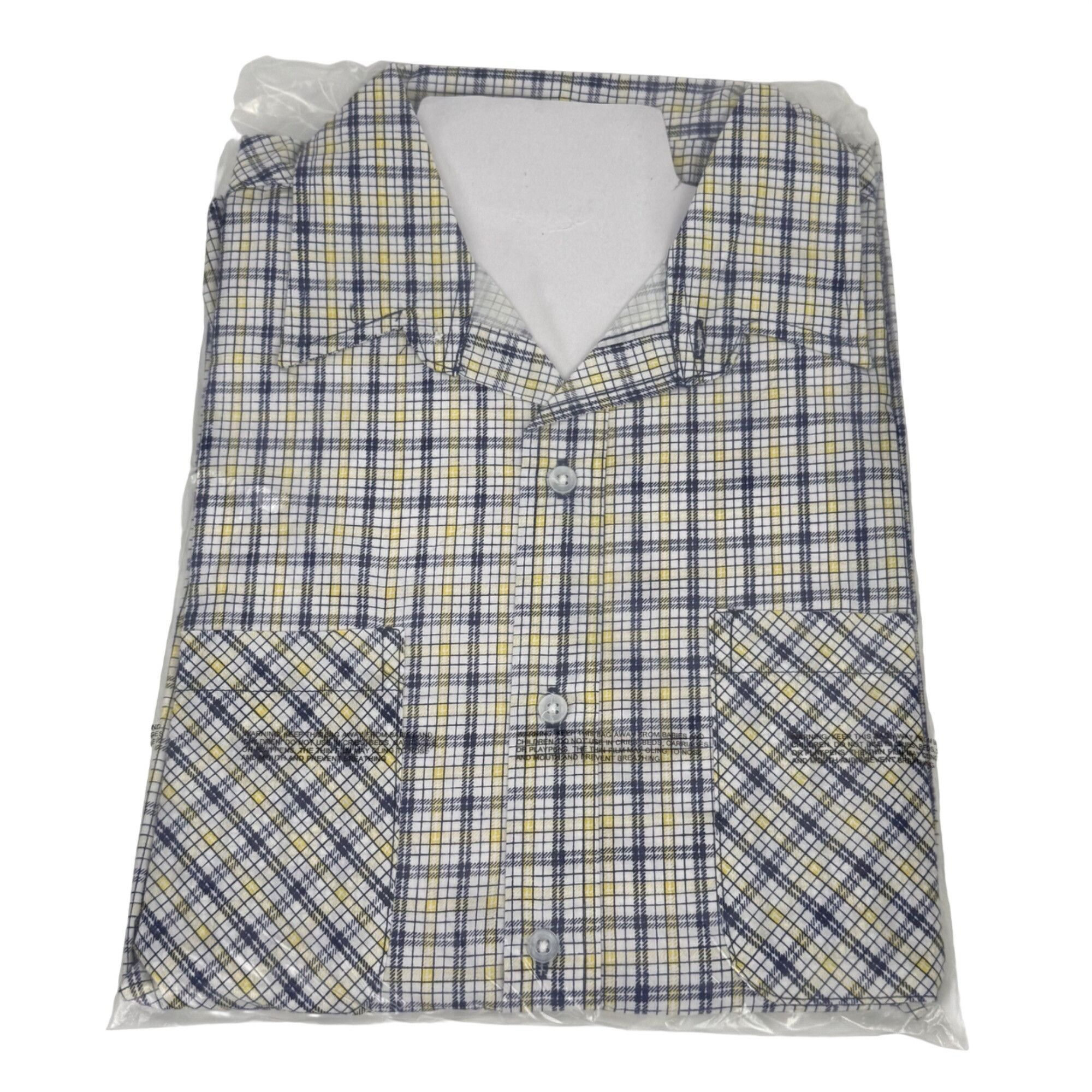 Haband Haband Men's Blue Plaid Short-Sleeve Button-Down Shirt Size Size US M / EU 48-50 / 2 - 1 Thumbnail