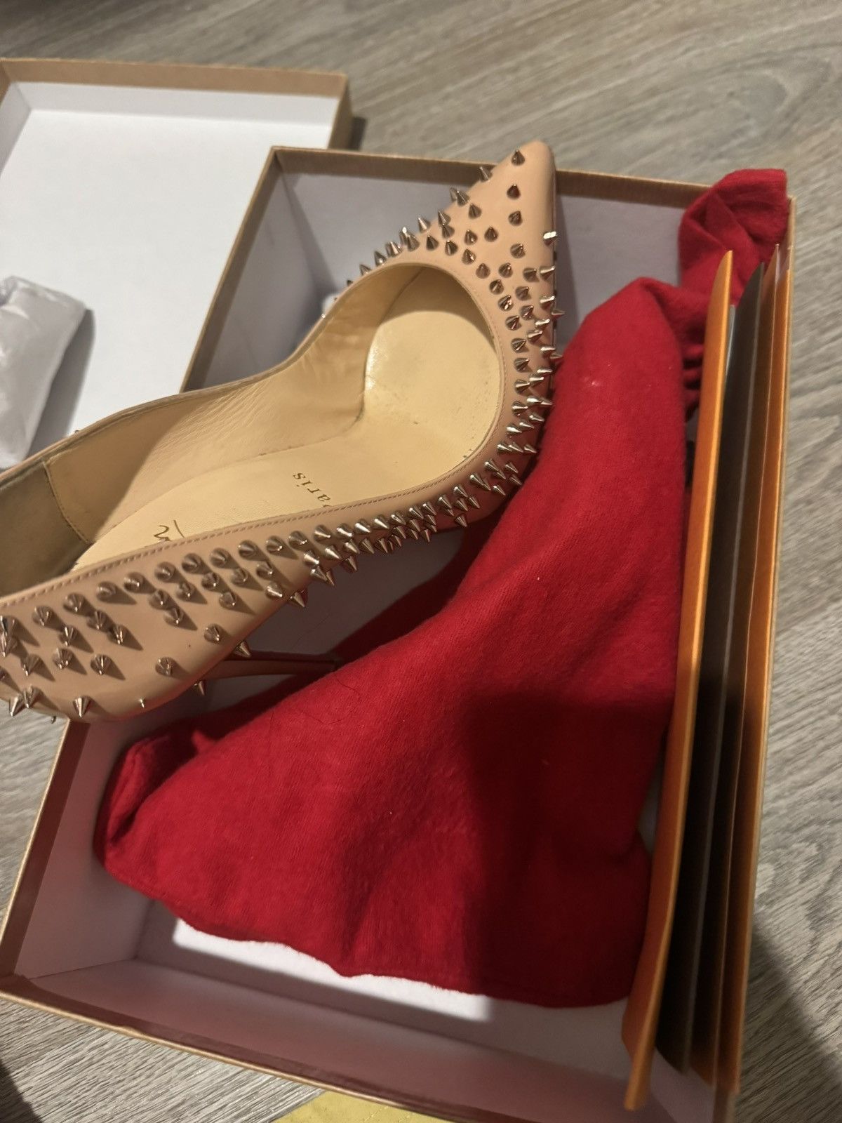 Christian Louboutin Christian Louboutin Spike Stud Leather Pump / Heel Size US 7.5 / IT 37.5 - 1 Thumbnail