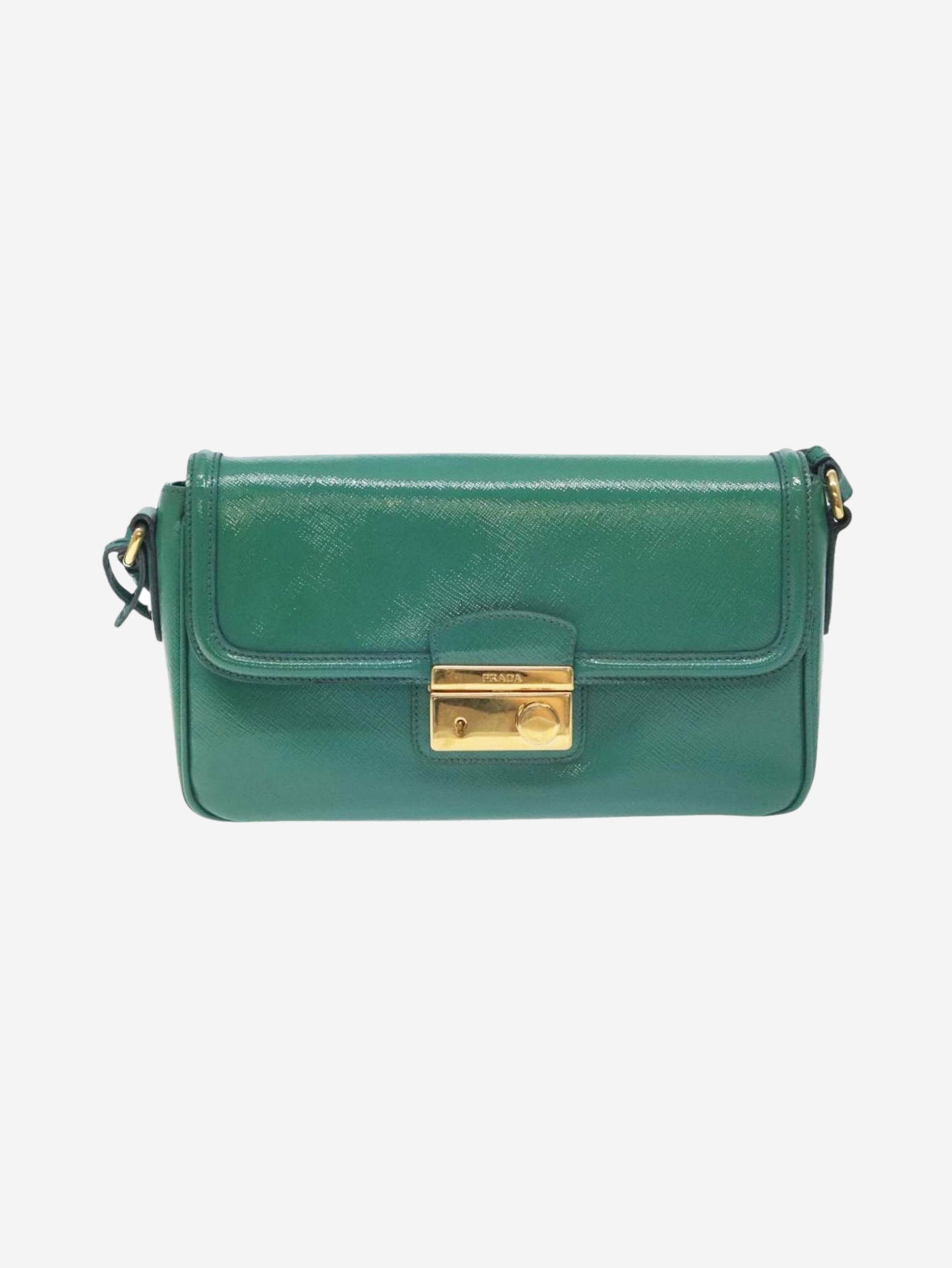 Prada Green patent Saffiano leather shoulder bag Size ONE SIZE - 1 Thumbnail