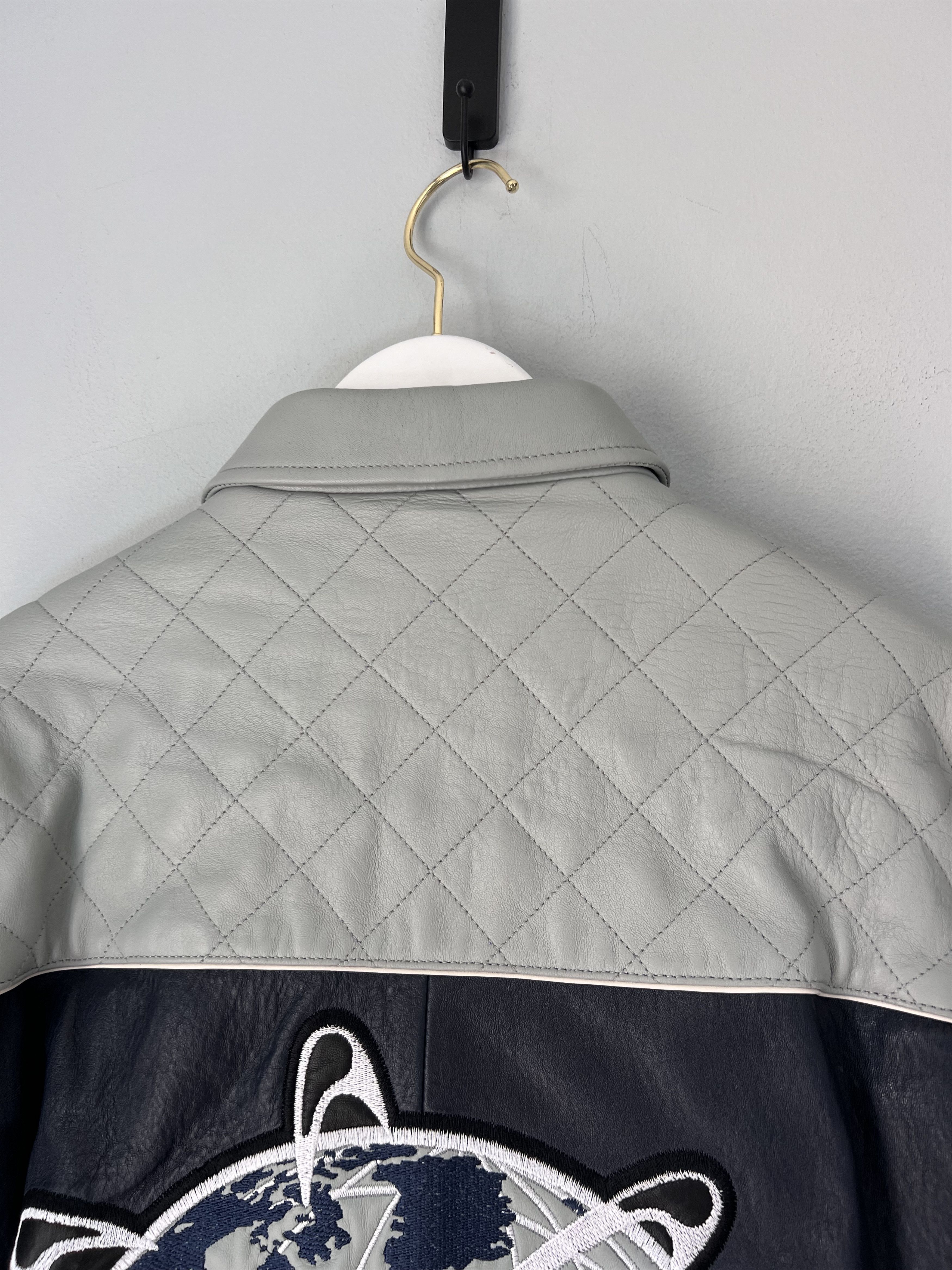 Aime Leon Dore Aime Leon Dore Concorde Leather Jacket in Navy Gray Size US XL / EU 56 / 4 - 2 Thumbnail