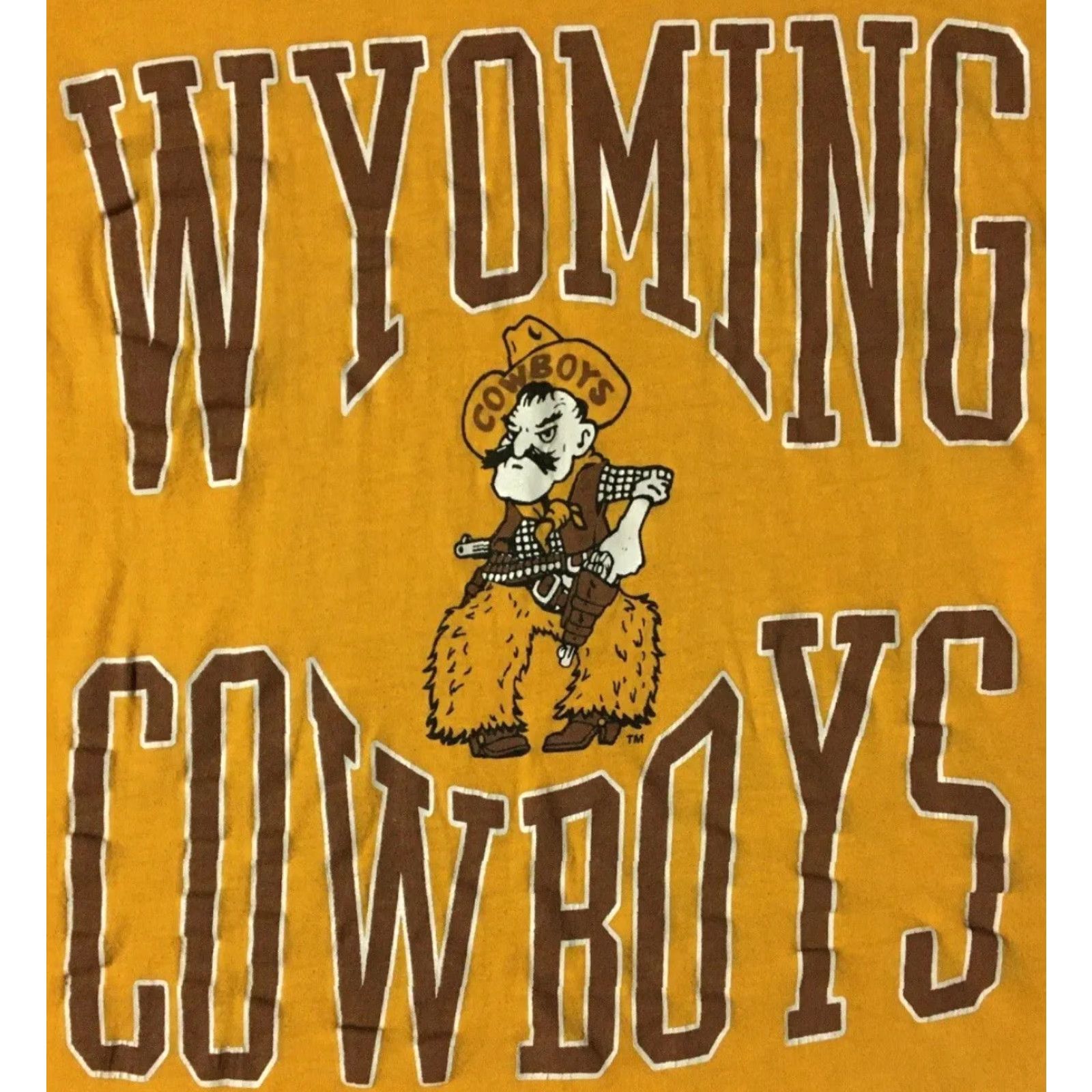Vintage VINTAGE University Of Wyoming Cowboys Shirt S Yellow 80s 90s Grunge College Football College Cowboy USA Mens T-Shirt Single Stitch Size US S / EU 44-46 / 1 - 2 Thumbnail
