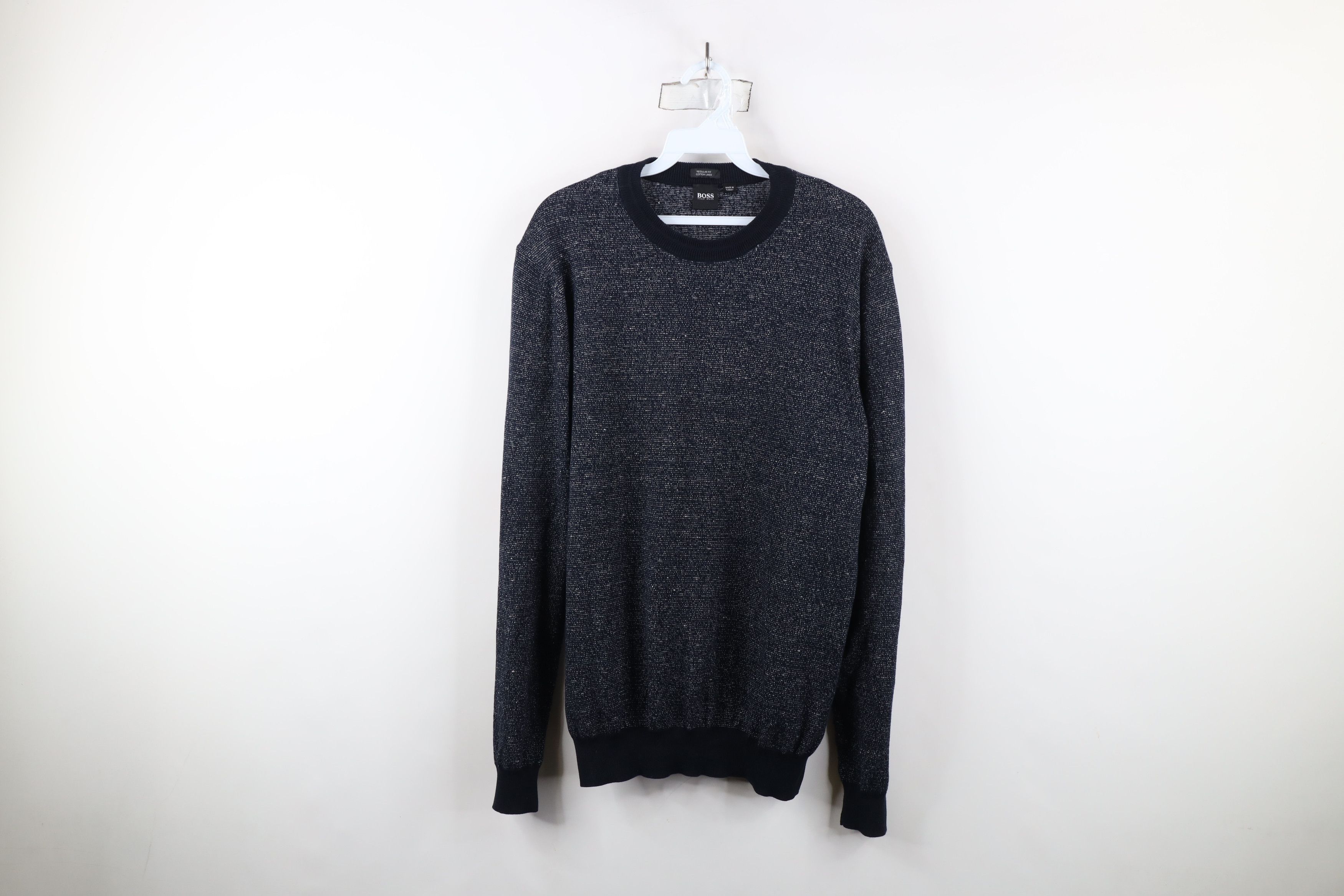 Hugo Boss × Vintage Hugo Boss Fit Cotton Linen Blend Knit Crewneck Sweater Blue Size US L / EU 52-54 / 3 - 1 Thumbnail
