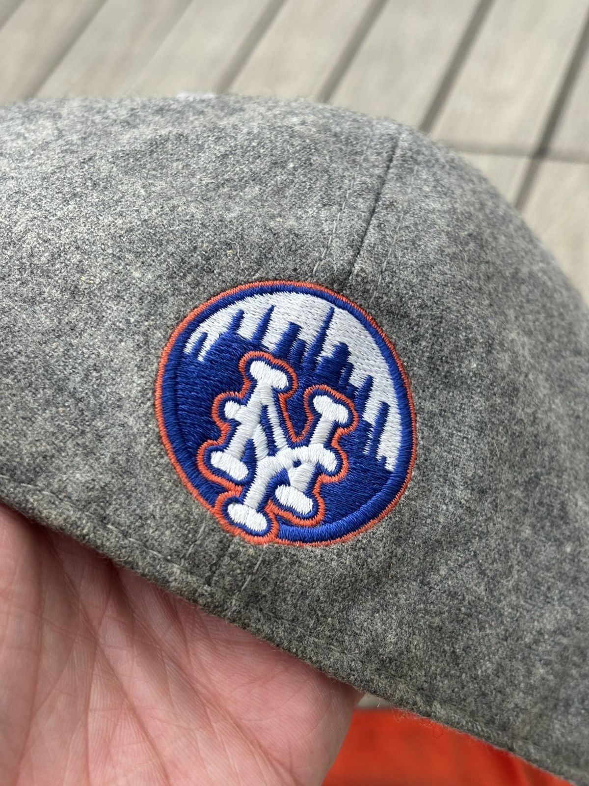 American Needle New York Mets Wool Fitted Cap Grey Orange 7 1/4 Size ONE SIZE - 3 Thumbnail