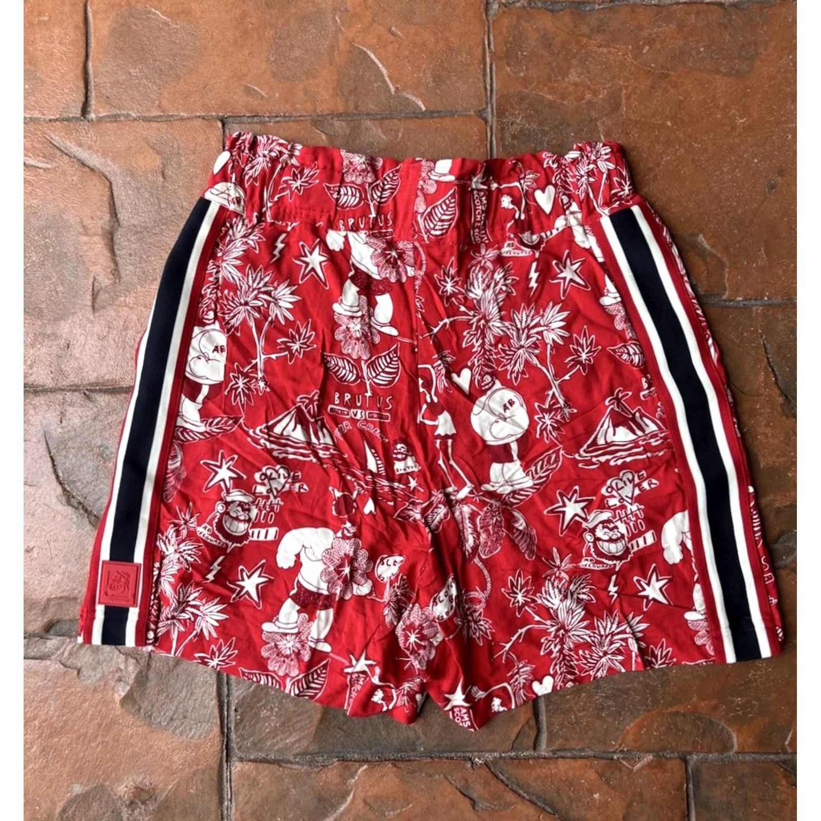 Scotch & Soda Scotch & Soda Brutus Popeye Hawaiian Shorts Women's XS Red Drawstring Lounge Size 26" / US 2 / IT 38 - 3 Thumbnail