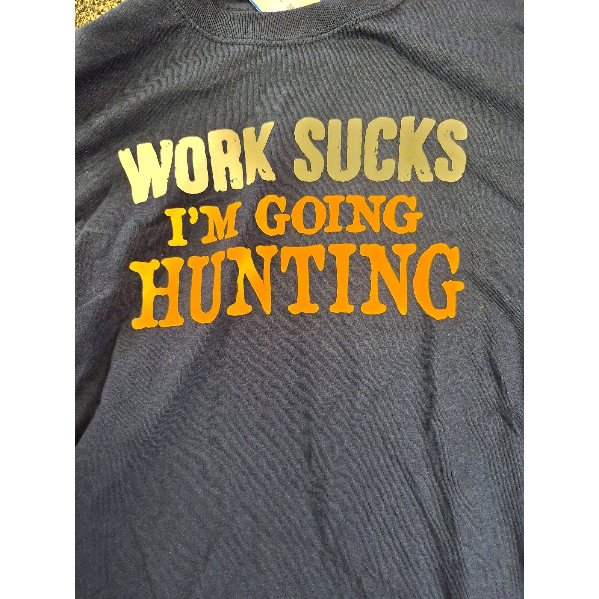 Gildan Work Sucks Im Going Hunting Funny Long Sleeve Graphic T-Shir Size US M / EU 48-50 / 2 - 2 Thumbnail