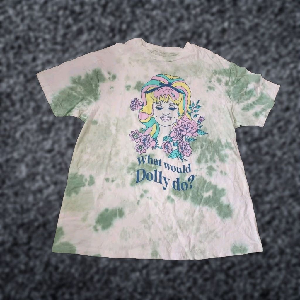 Vintage Dolly Parton What Would Dolly Do Green Tie Dye T Shirt Adult XS Woman Short Sleeve Crew Neck Size XS / US 0-2 / IT 36-38 - 1 Thumbnail