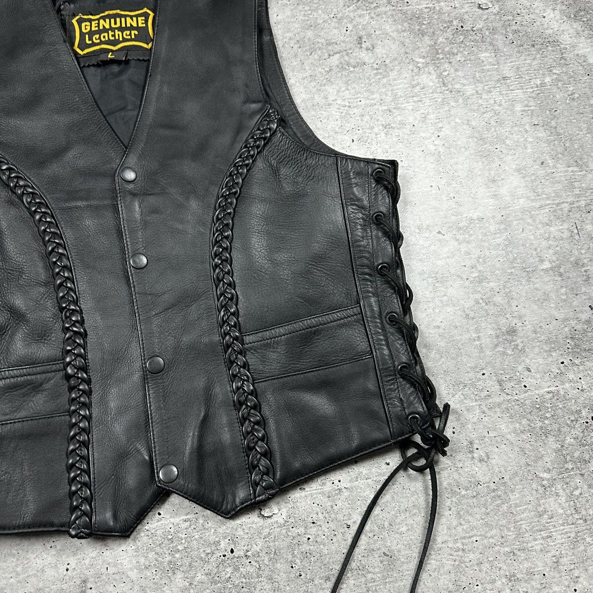 Genuine Leather Vintage Genuine Leather Vest Motorcycle Black Men’s Size 52 Size US L / EU 52-54 / 3 - 3 Thumbnail