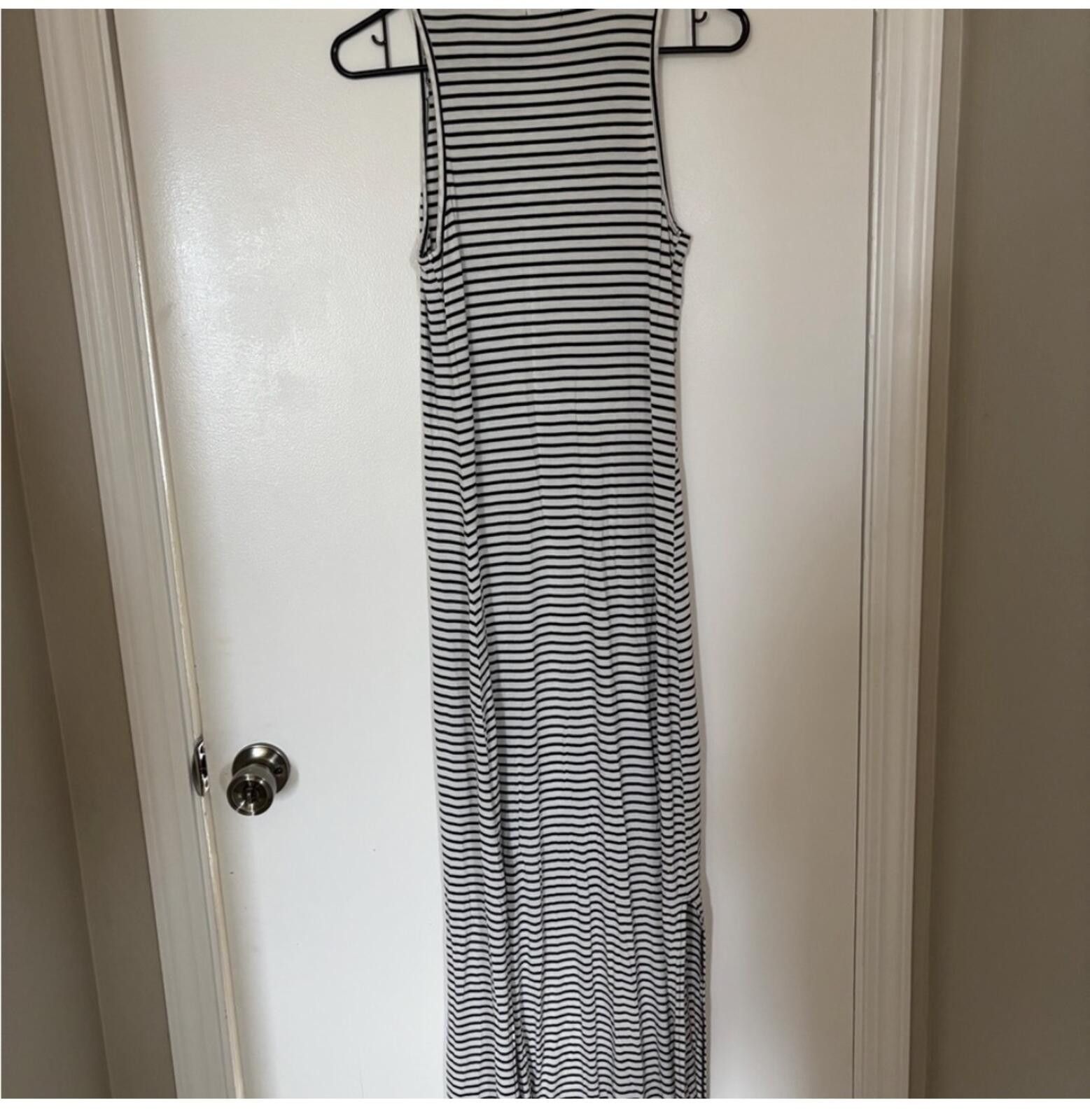 Other (LOVE, FIRE) Striped Black and White Sleeveless Maxi Dress Size L / US 10 / IT 46 - 3 Thumbnail