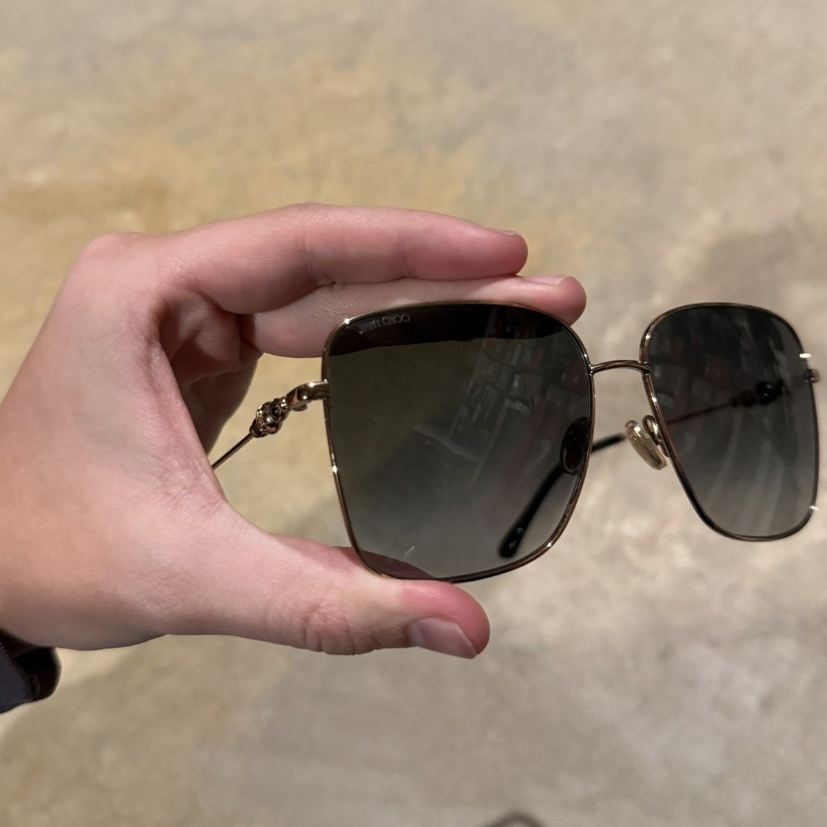 Jimmy Choo Jimmy Choo Hester Gradient Lens Square Frame Sunglasses Gold Size ONE SIZE - 7 Thumbnail