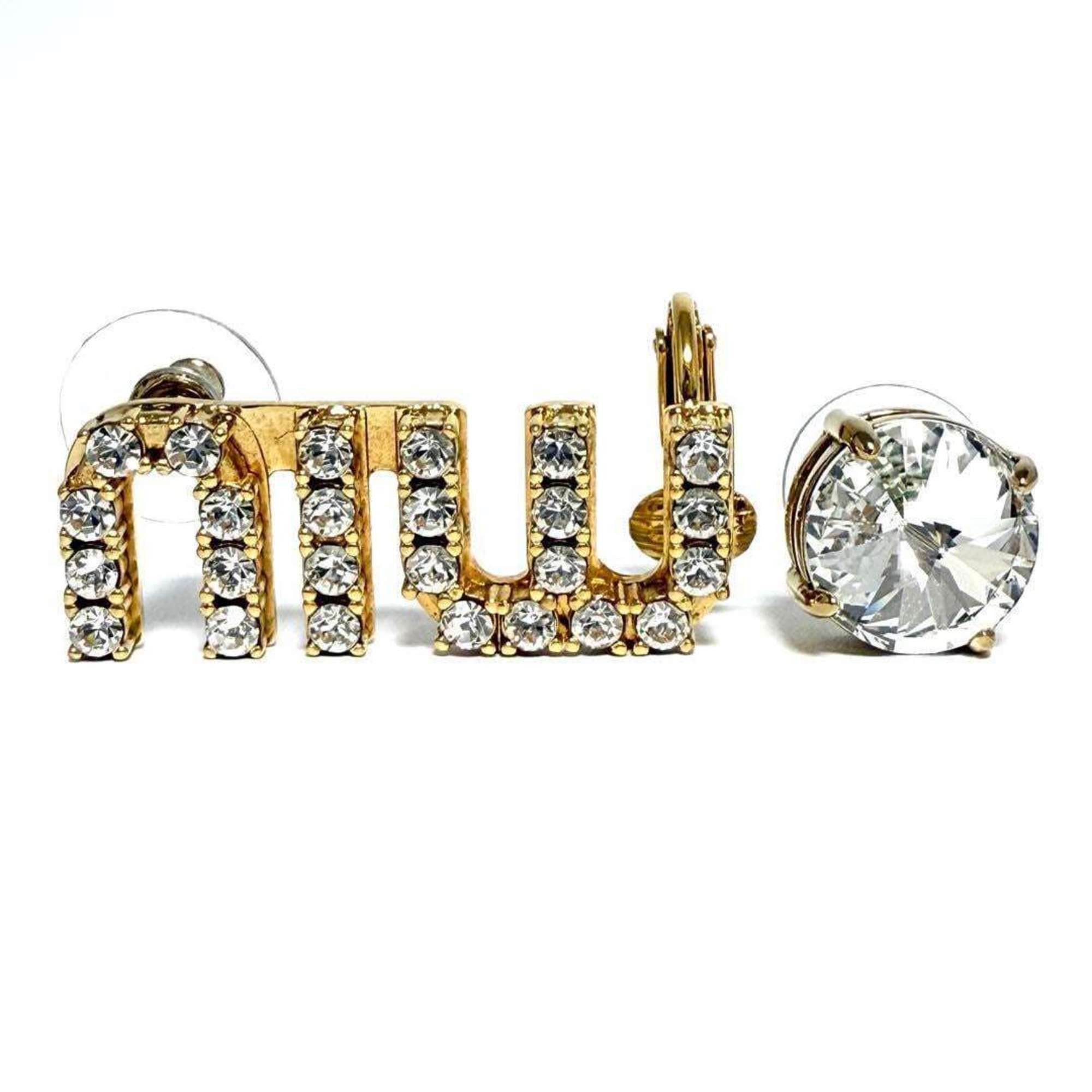 Miu Miu Miu Miu Miu Women's Asymmetric Logo Stud Earrings Size ONE SIZE - 1 Thumbnail