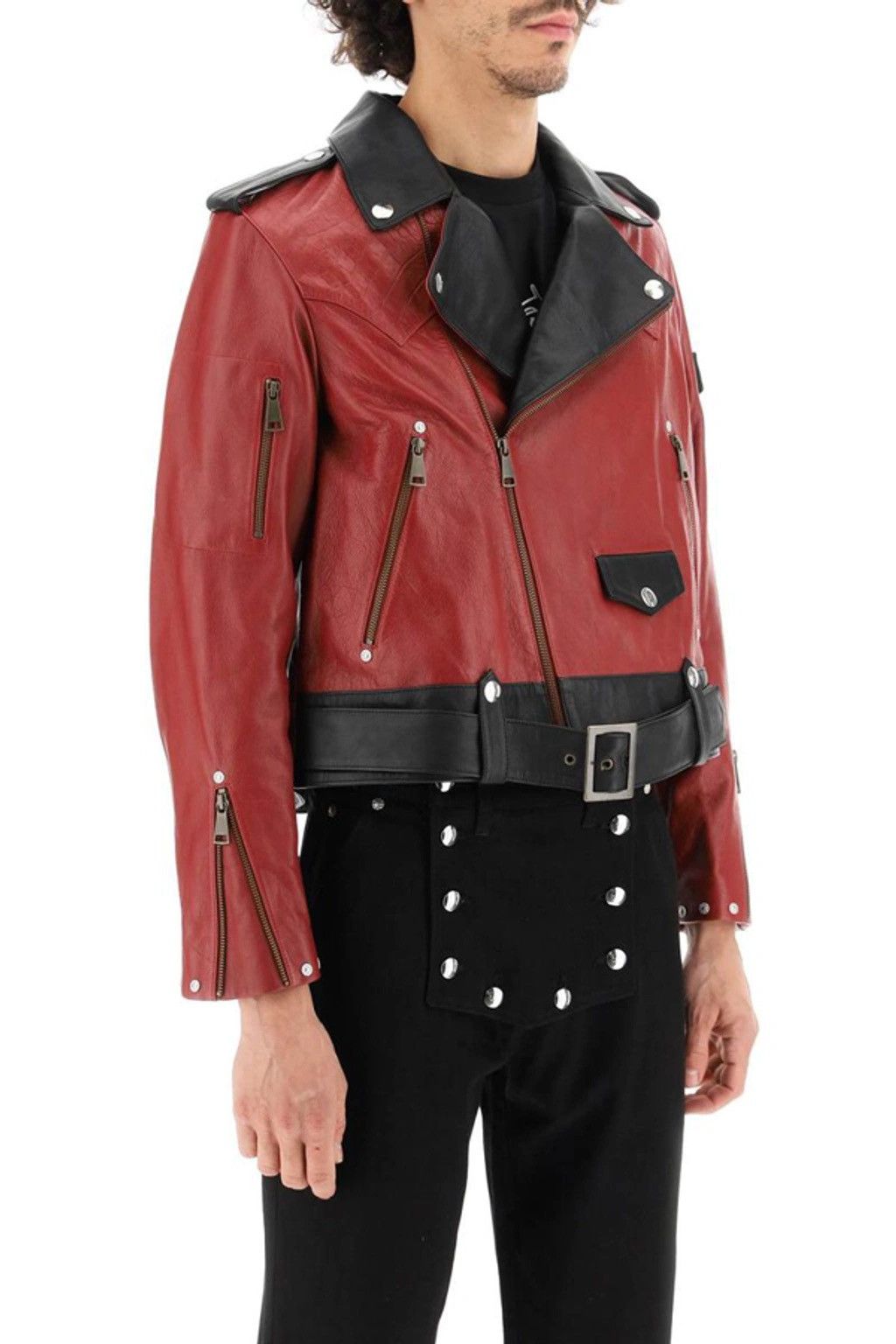 Youths In Balaclava Youths In Balaclava Red Leather Biker Jacket Size US XS / EU 42 / 0 - 11 Thumbnail