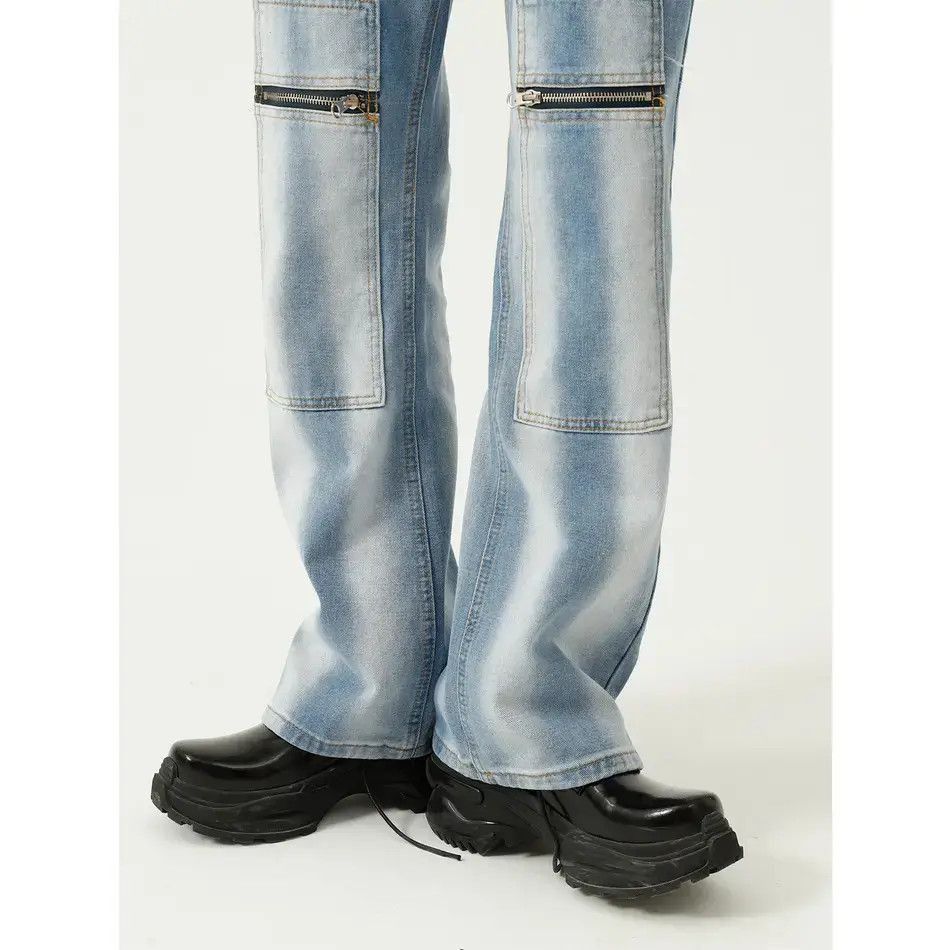 Japanese Brand Retro loose patchwork zipper jeans Size US 32 / EU 48 - 3 Thumbnail