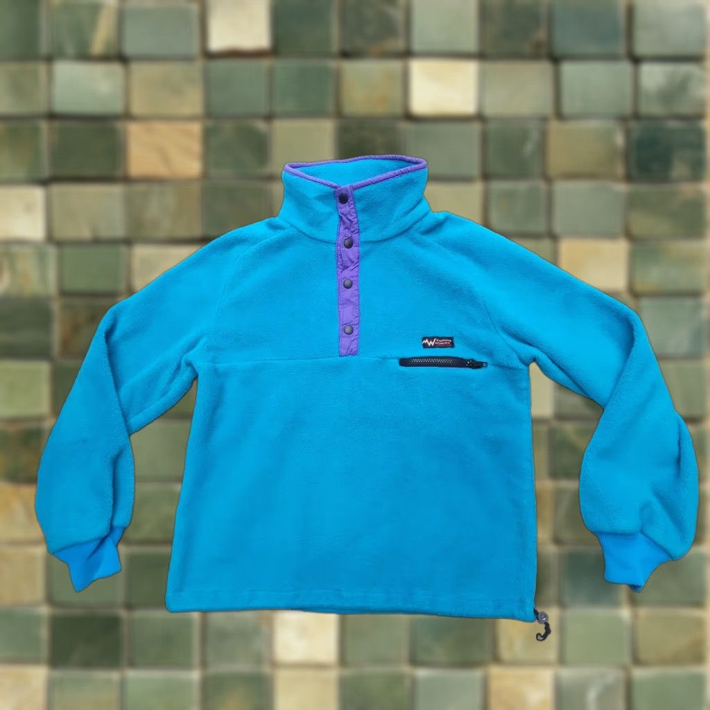 Etro VINTAGE Wyoming Woolens Jackson Hole PolarPlus Fleece Jacket Small Blue Regular Women Basic Jacket 80s 90s Outdoor Retro Size S / US 4 / IT 40 - 1 Thumbnail