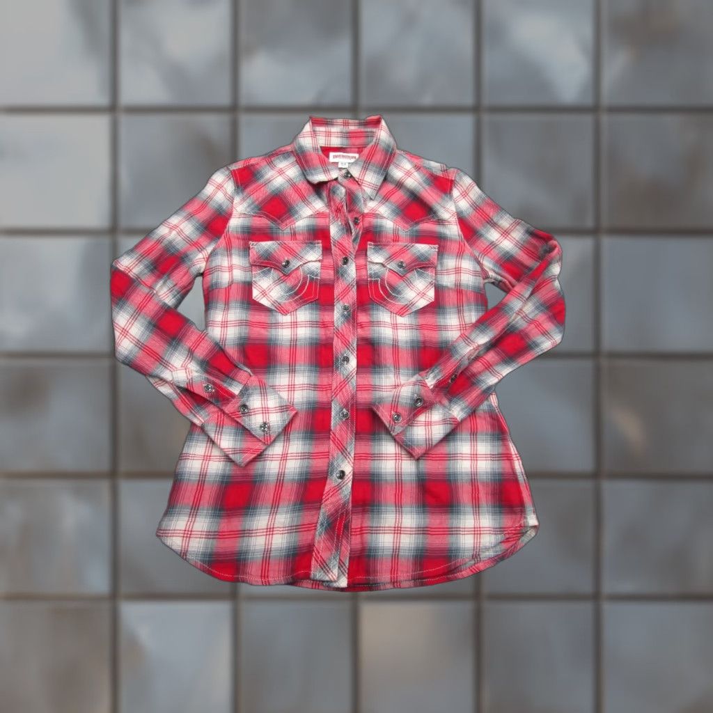 True Religion VINTAGE True Religion Shirt Womens XS Red Plaid Western Cowgirl y2k Cowboycore Size XS / US 0-2 / IT 36-38 - 1 Thumbnail