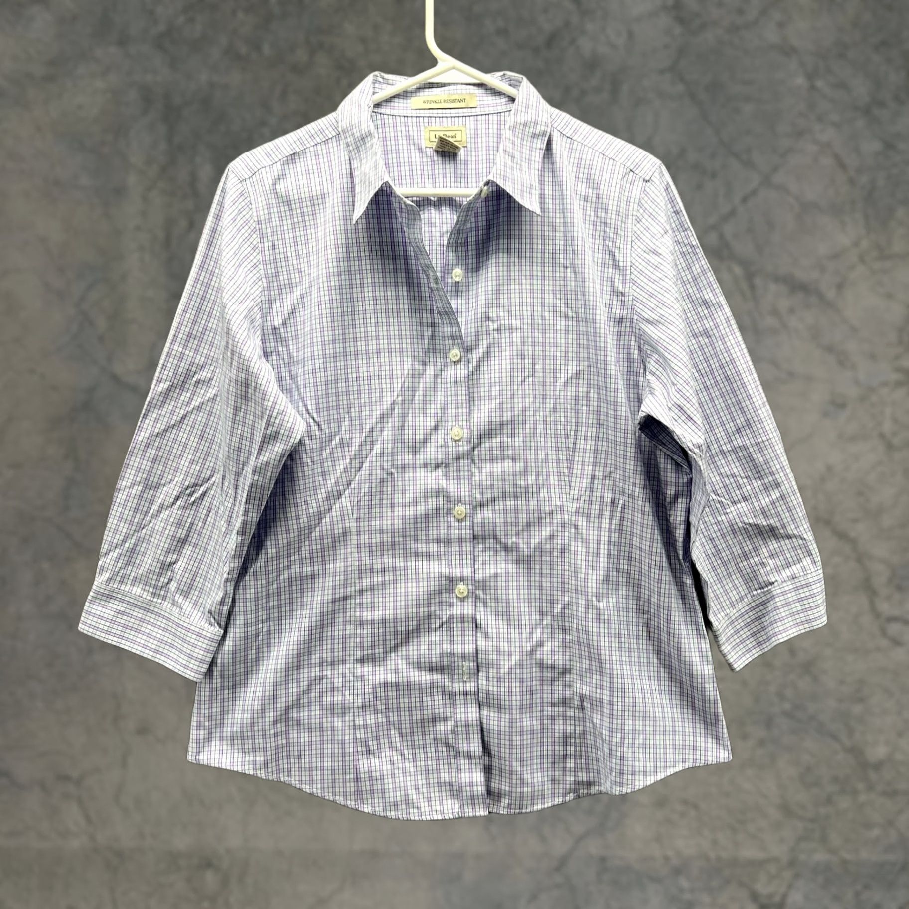 Vintage LL Bean Purple Casual Womens Medium Button Down Wrinkle Resistant Shirt Size M / US 6-8 / IT 42-44 - 1 Thumbnail