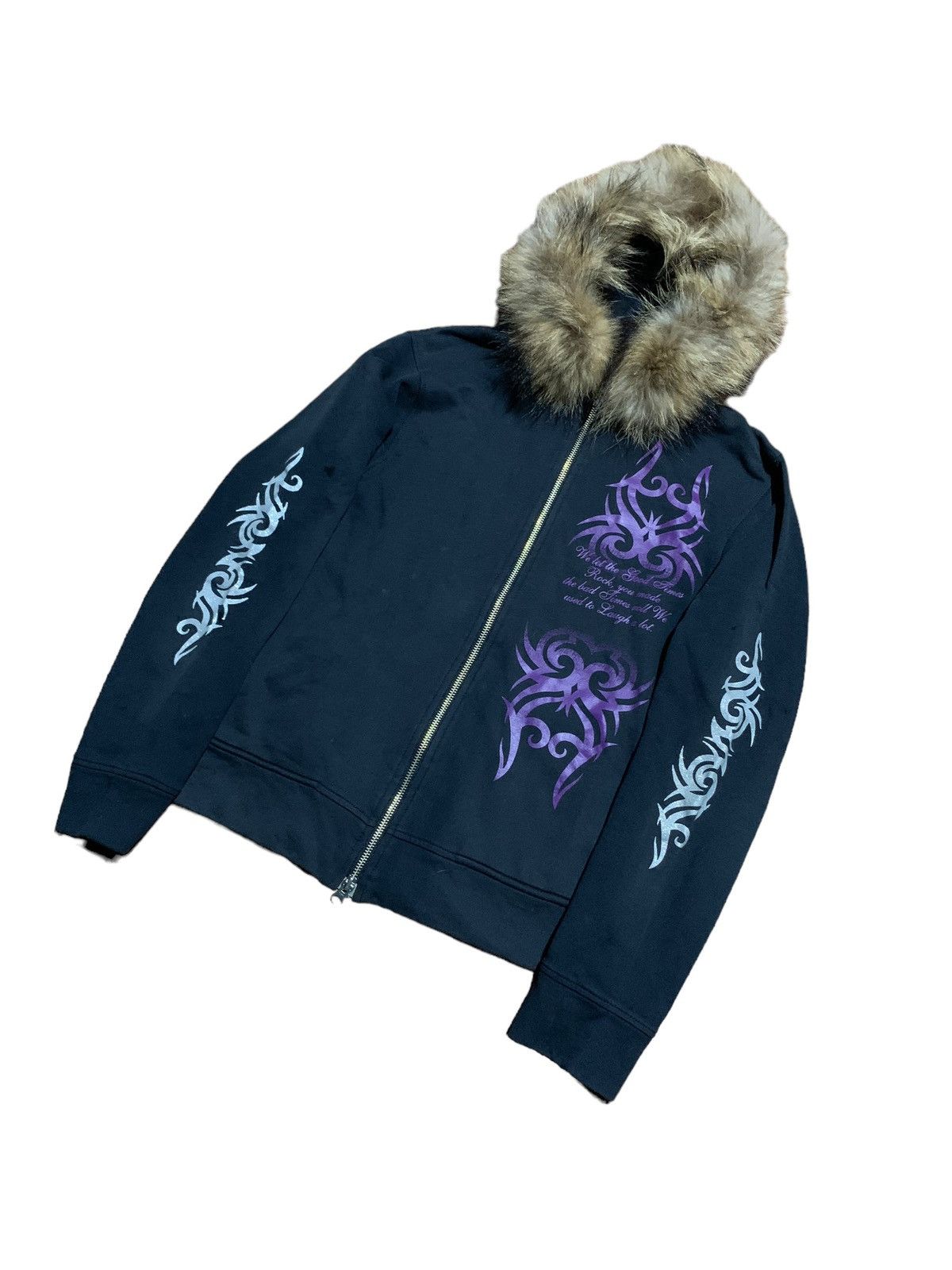 If Six Was Nine × Japanese Brand × Le Grande Bleu (L.G.B.) Spinash rock poem tribal tattoo fur hoodie LGB style Size US M / EU 48-50 / 2 - 2 Thumbnail
