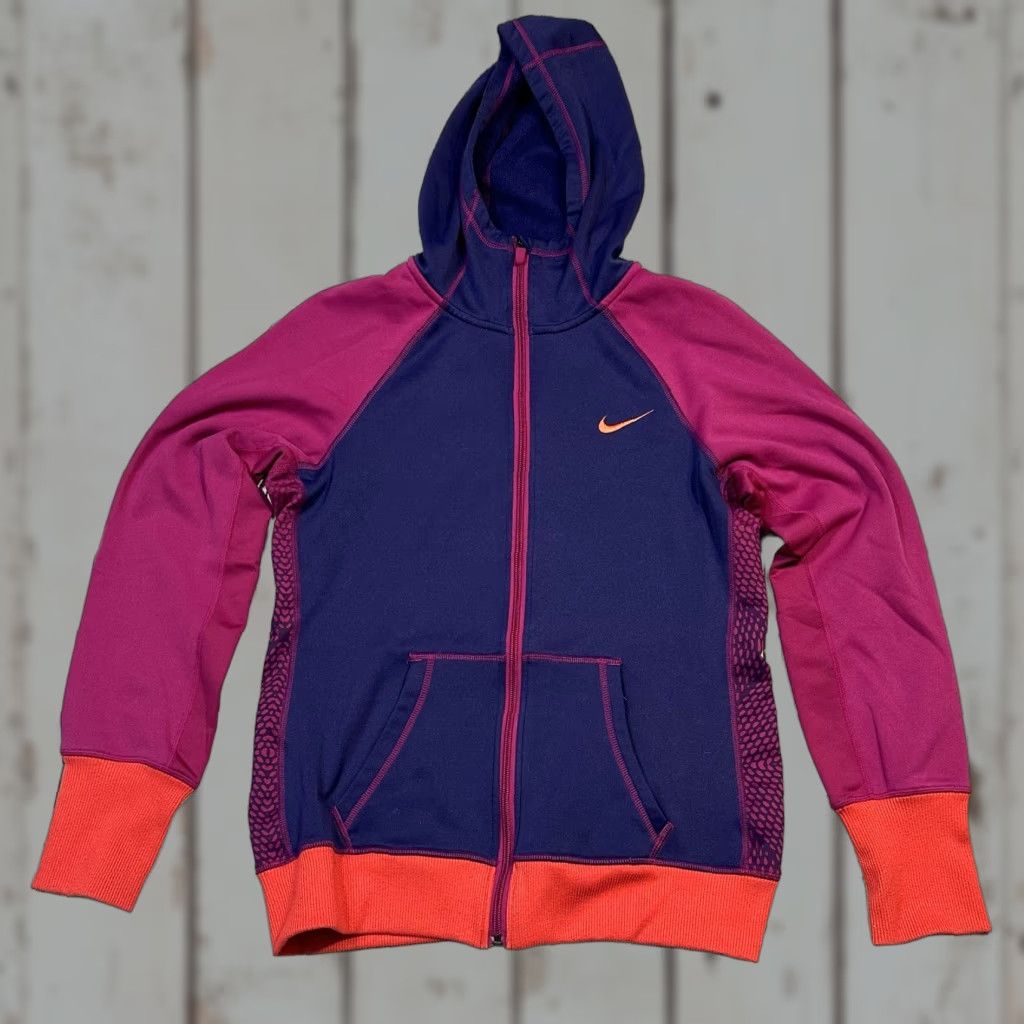Nike Nike Full Zip Therma-Fit Colorblock Hoodie Women M Blue Purple Colorful Logo Zip Hooded Pockets Sports Nike Therma-Fit Size M / US 6-8 / IT 42-44 - 1 Thumbnail