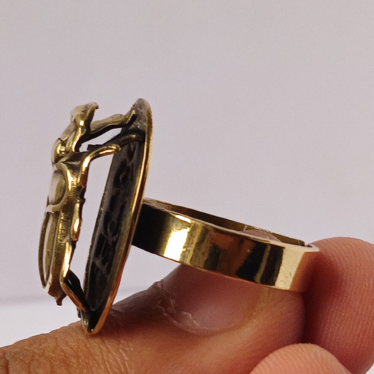 Handmade Vintage Egyptian Brass Scarab Ring – Handmade Adjustable Size ONE SIZE - 5 Thumbnail