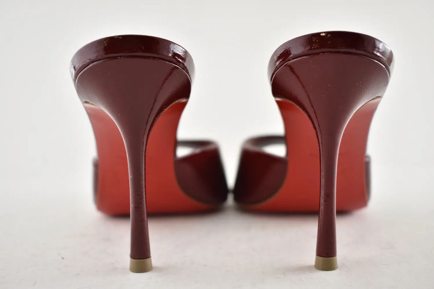 Christian Louboutin Me Dolly 85 Brownie Red Backless Sandal Mule Heel Pump 37.5 Size US 7.5 / IT 37.5 - 3 Thumbnail